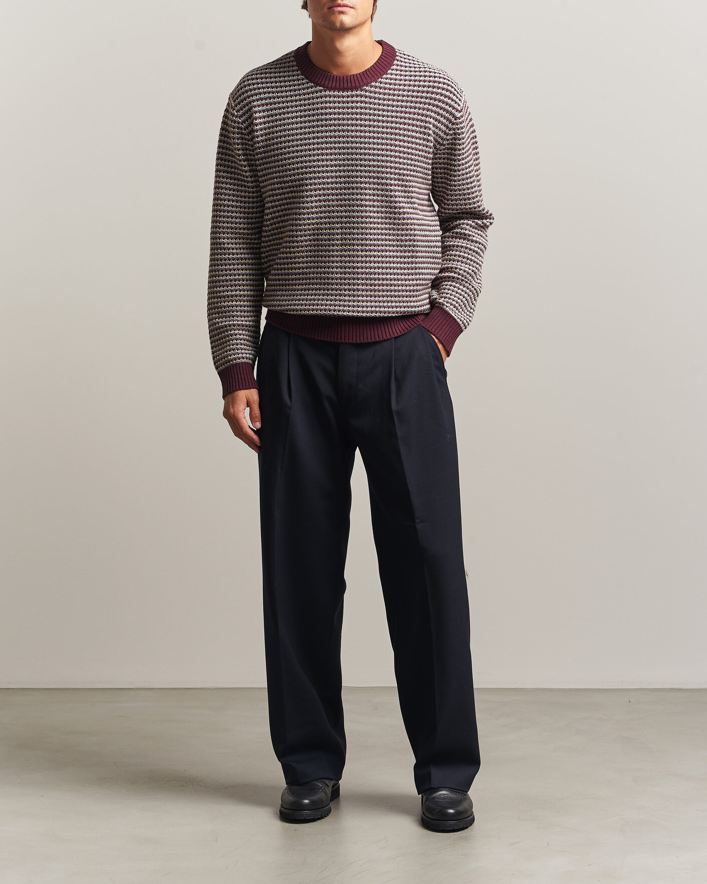 Hombres | Jerséis y prendas de punto | NN07 | Russell Cotton/Wool Structured Sweater Winetasting