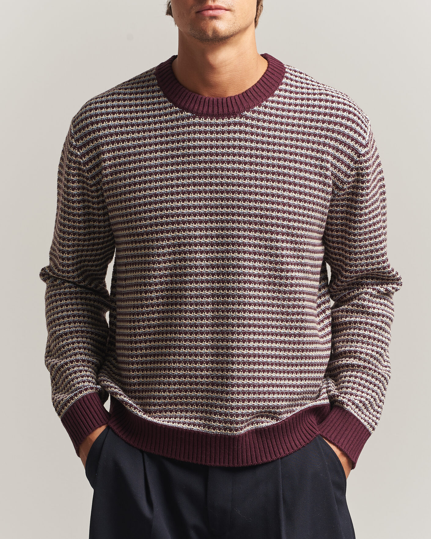 Hombres | Jerséis y prendas de punto | NN07 | Russell Cotton/Wool Structured Sweater Winetasting