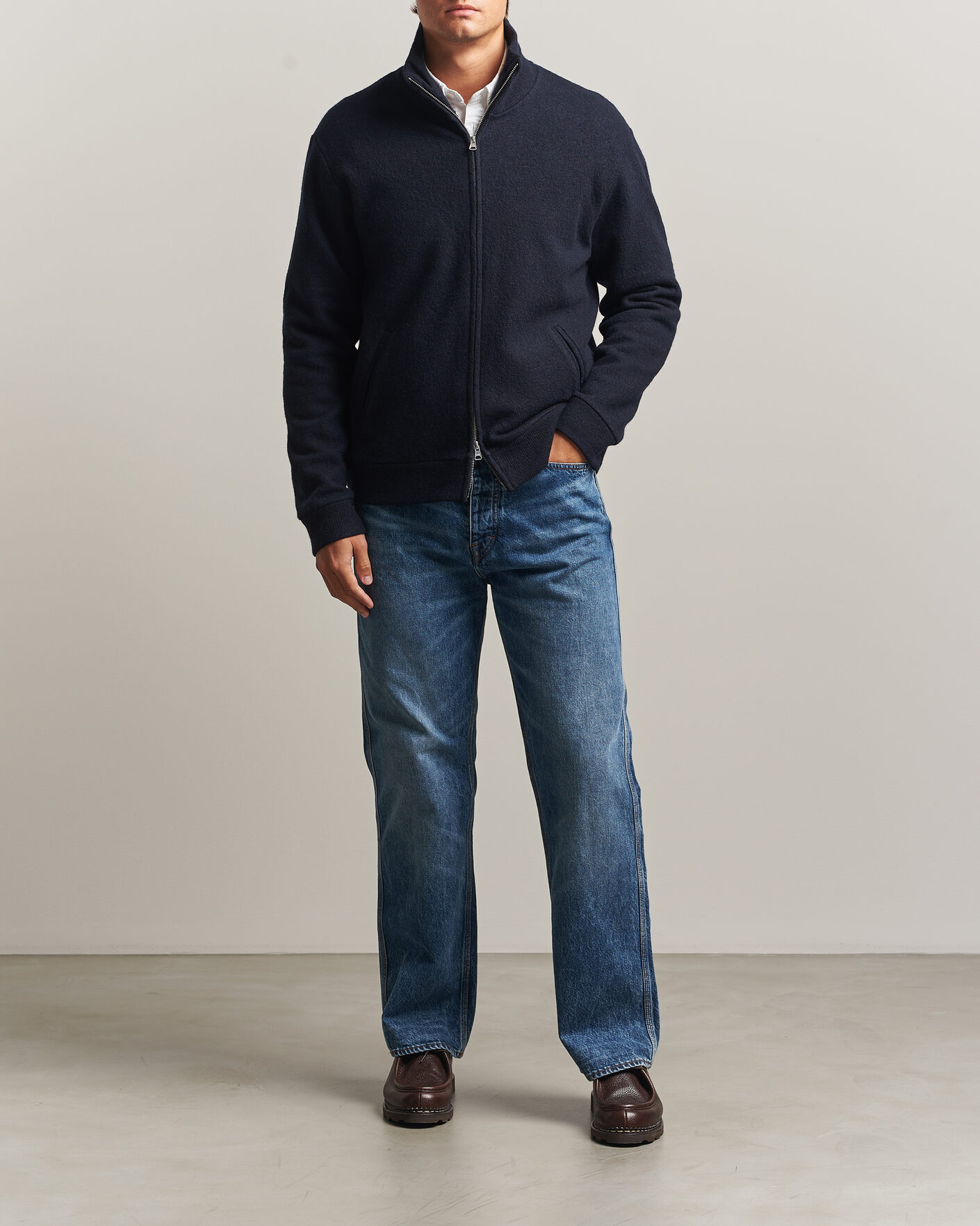 Hombres | Jerséis y prendas de punto | NN07 | Soft Boiled Wool Full Zip Navy Blue