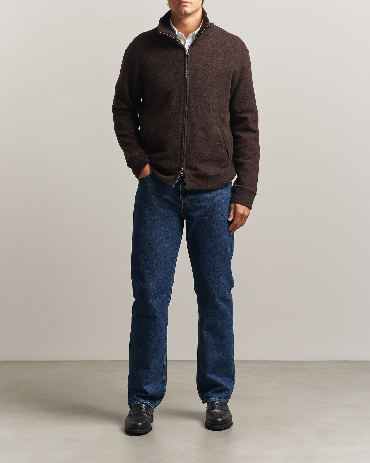 Hombres | Jerséis y prendas de punto | NN07 | Soft Boiled Wool Full Zip Deep Truffle