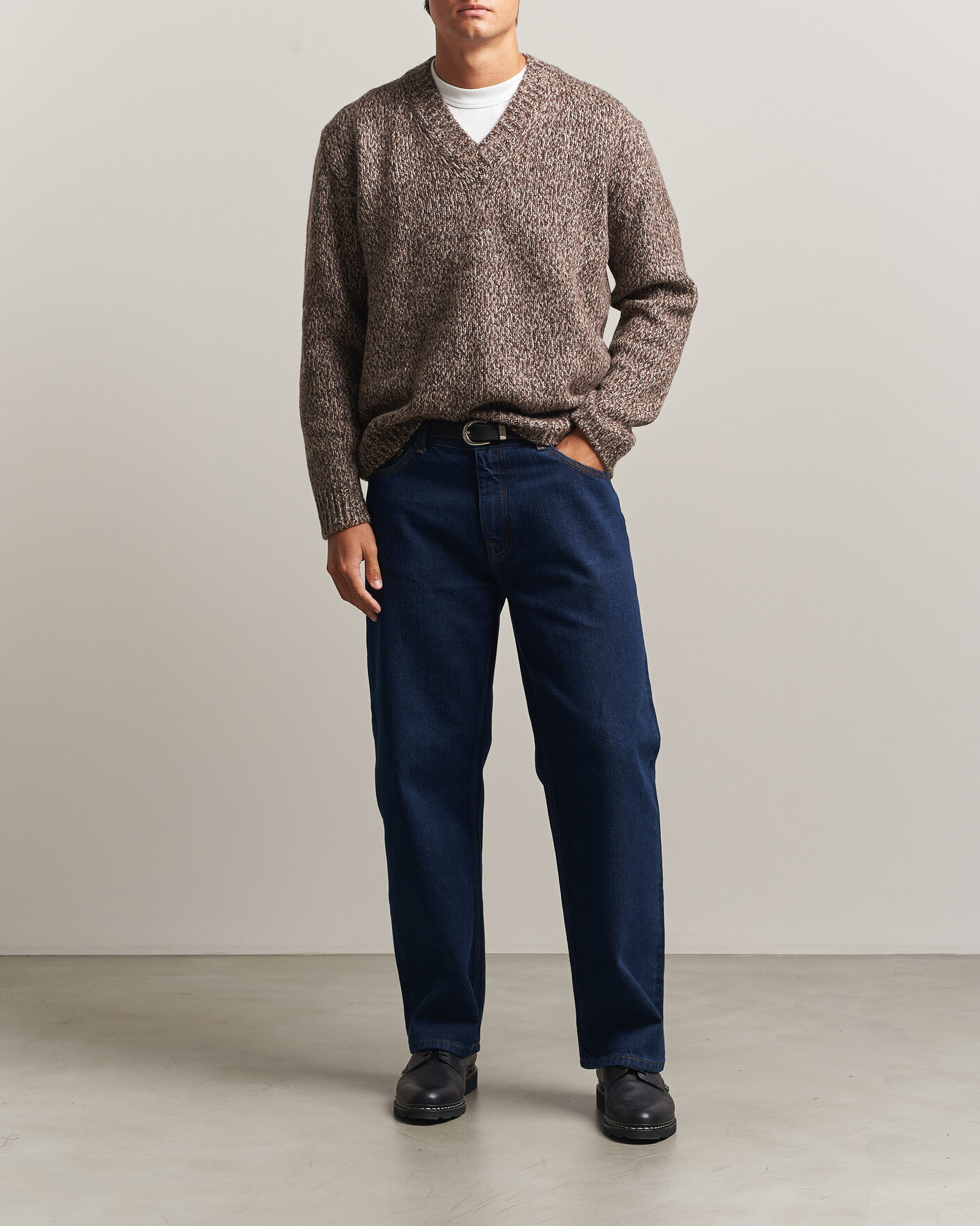 Hombres | Jerséis y prendas de punto | NN07 | Flint Wool Knitted V-Neck Deep Truffle