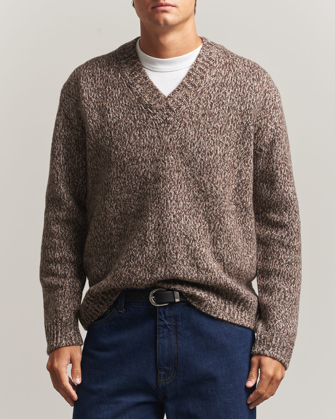 Hombres | Jerséis y prendas de punto | NN07 | Flint Wool Knitted V-Neck Deep Truffle