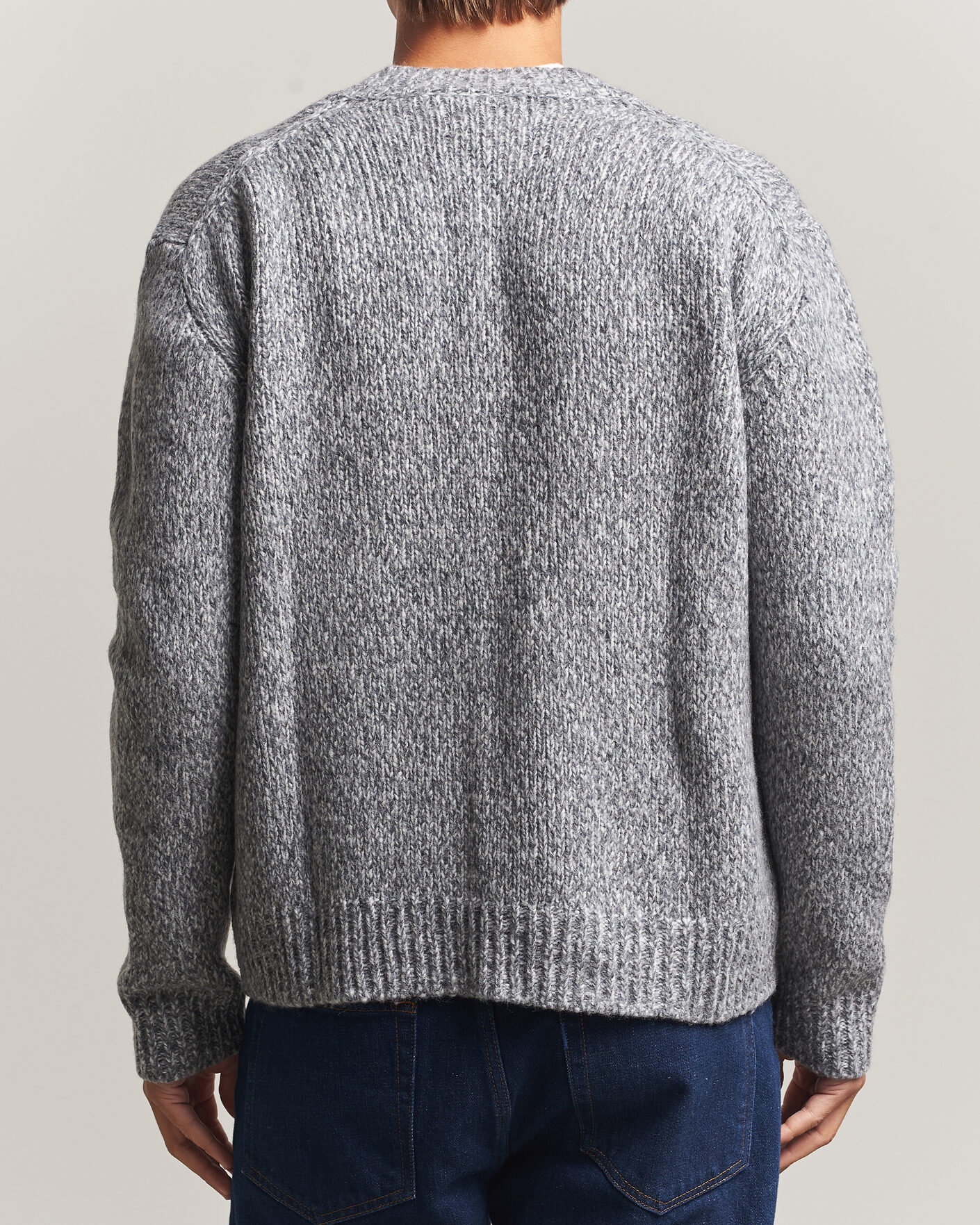 Hombres | Jerséis y prendas de punto | NN07 | Flint Wool Knitted V-Neck Grey Melange