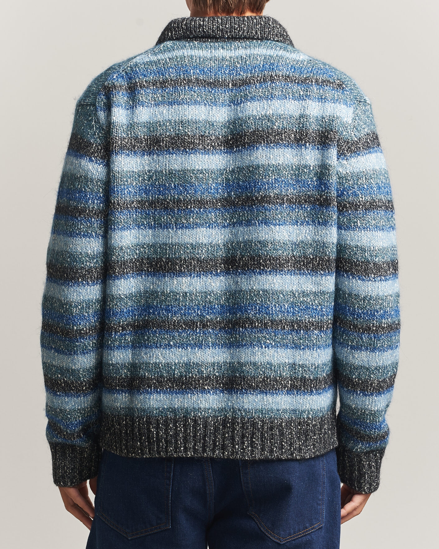 Hombres | Jerséis y prendas de punto | NN07 | Erling Striped Knitted Polo Navy Multi