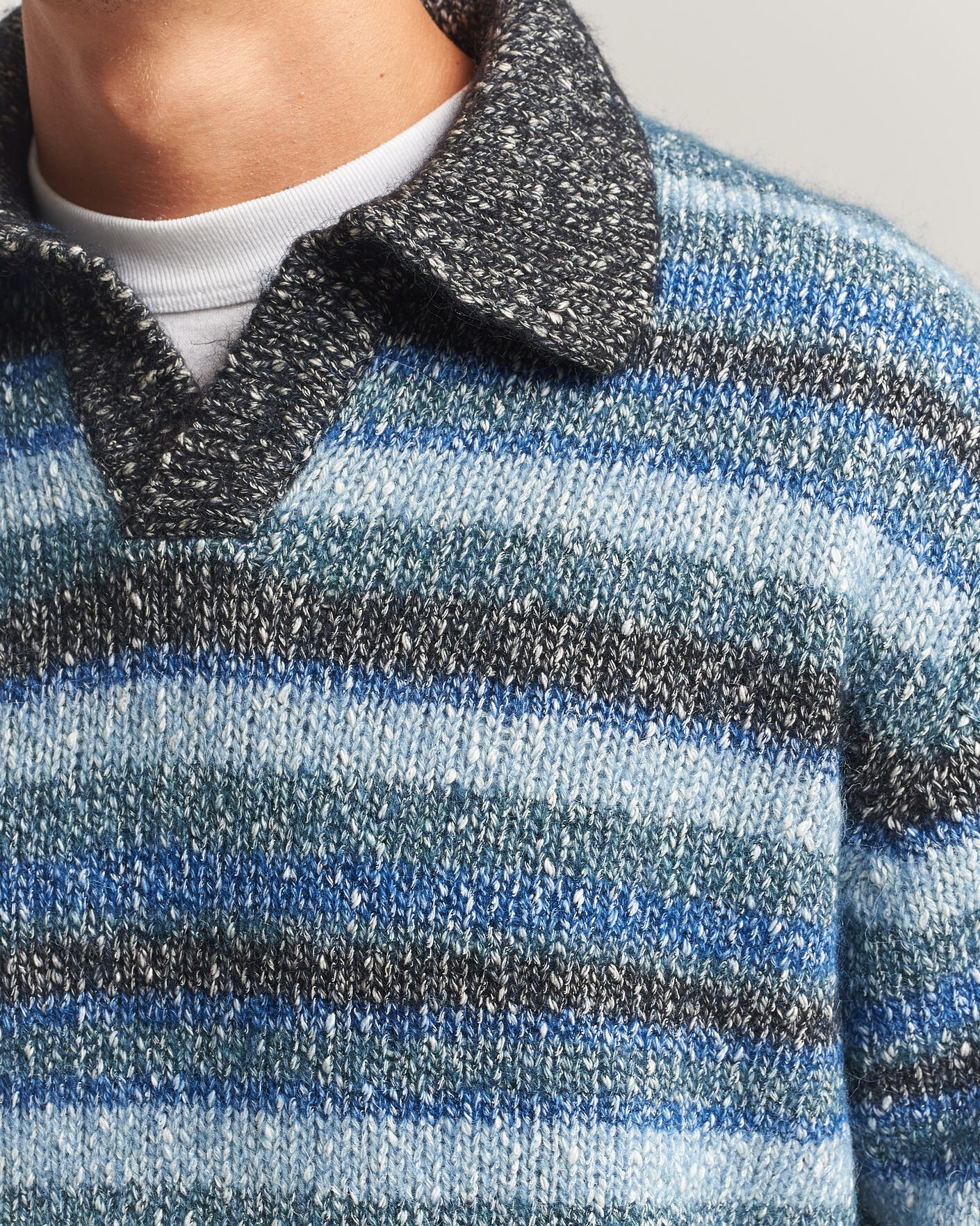 Hombres | Jerséis y prendas de punto | NN07 | Erling Striped Knitted Polo Navy Multi