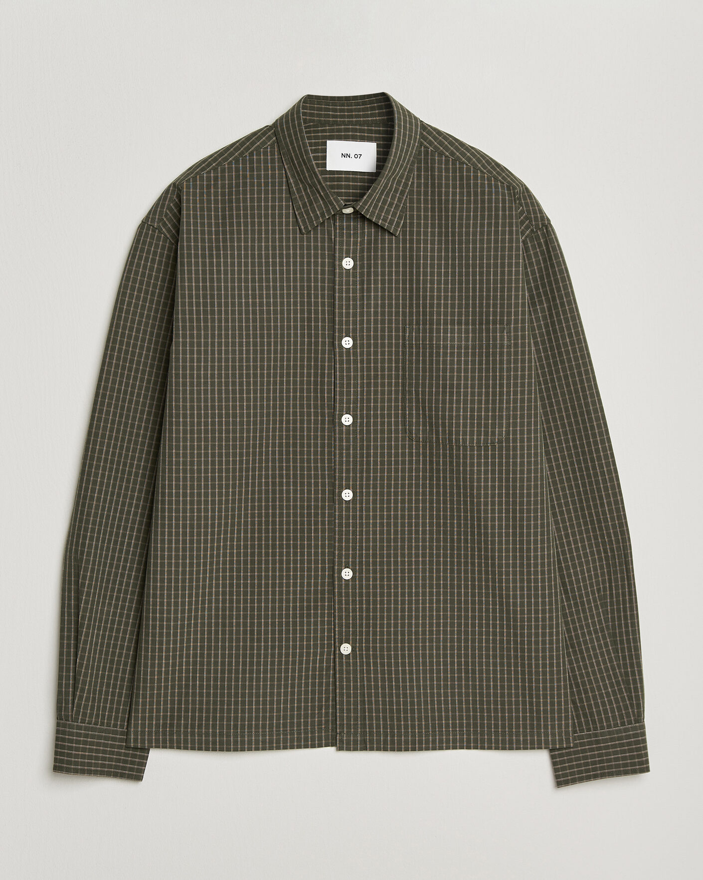 Hombres | Camisas | NN07 | Deon Peached Cotton Checked Shirt Green