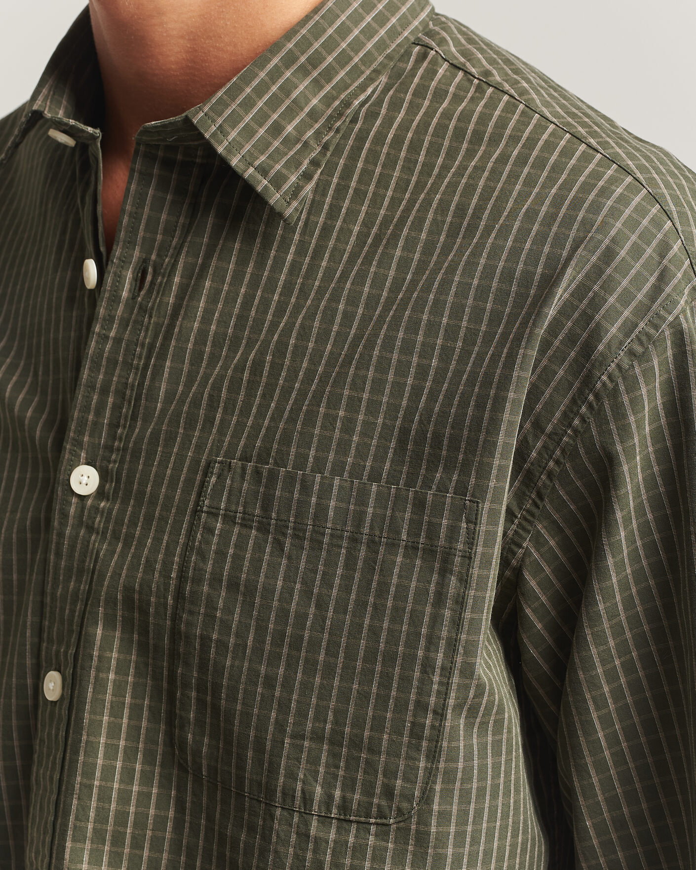 Hombres | Camisas | NN07 | Deon Peached Cotton Checked Shirt Green