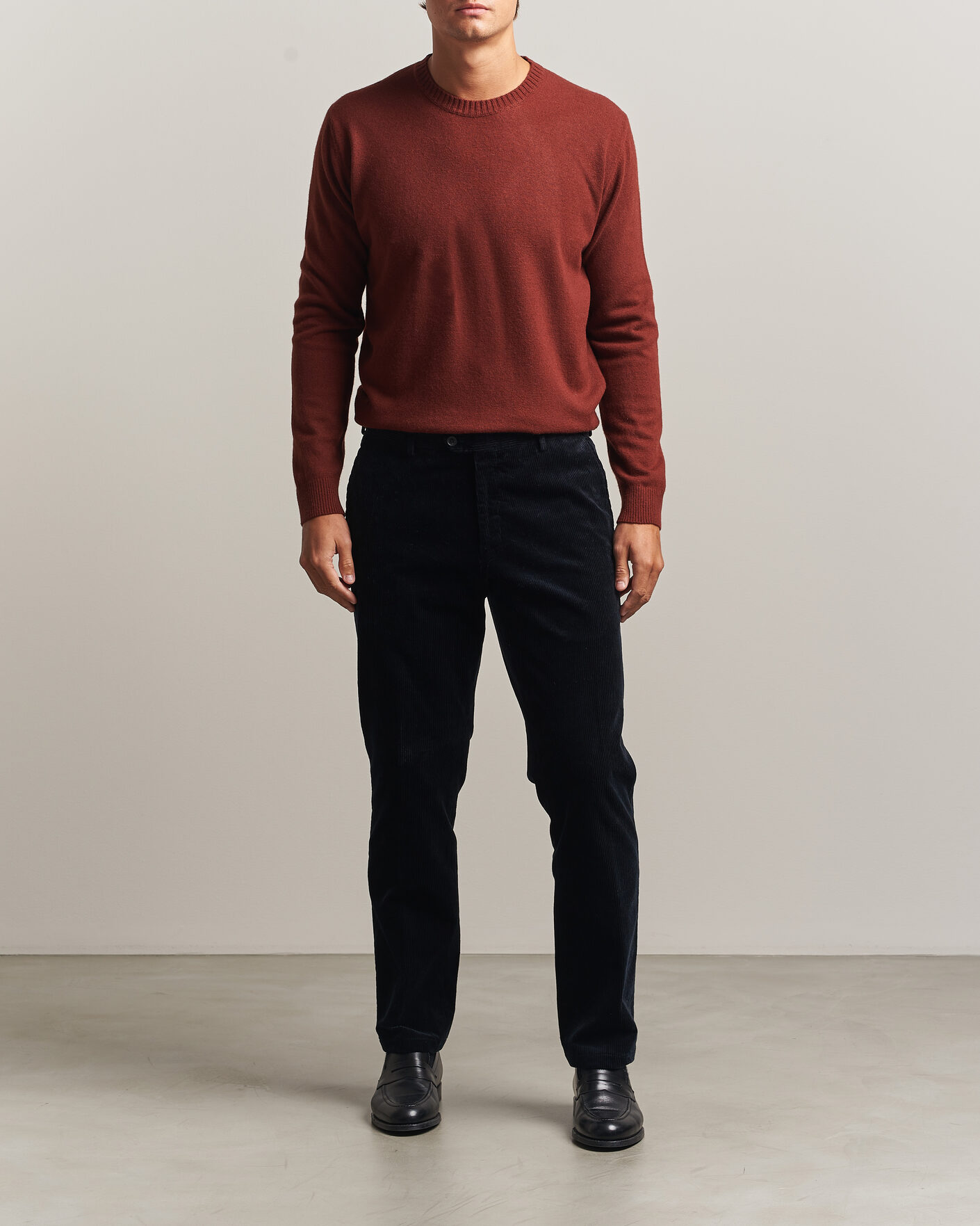 Hombres | Jerséis y prendas de punto | Oscar Jacobson | Valter Wool/Cashmere Round Neck Orange Rust
