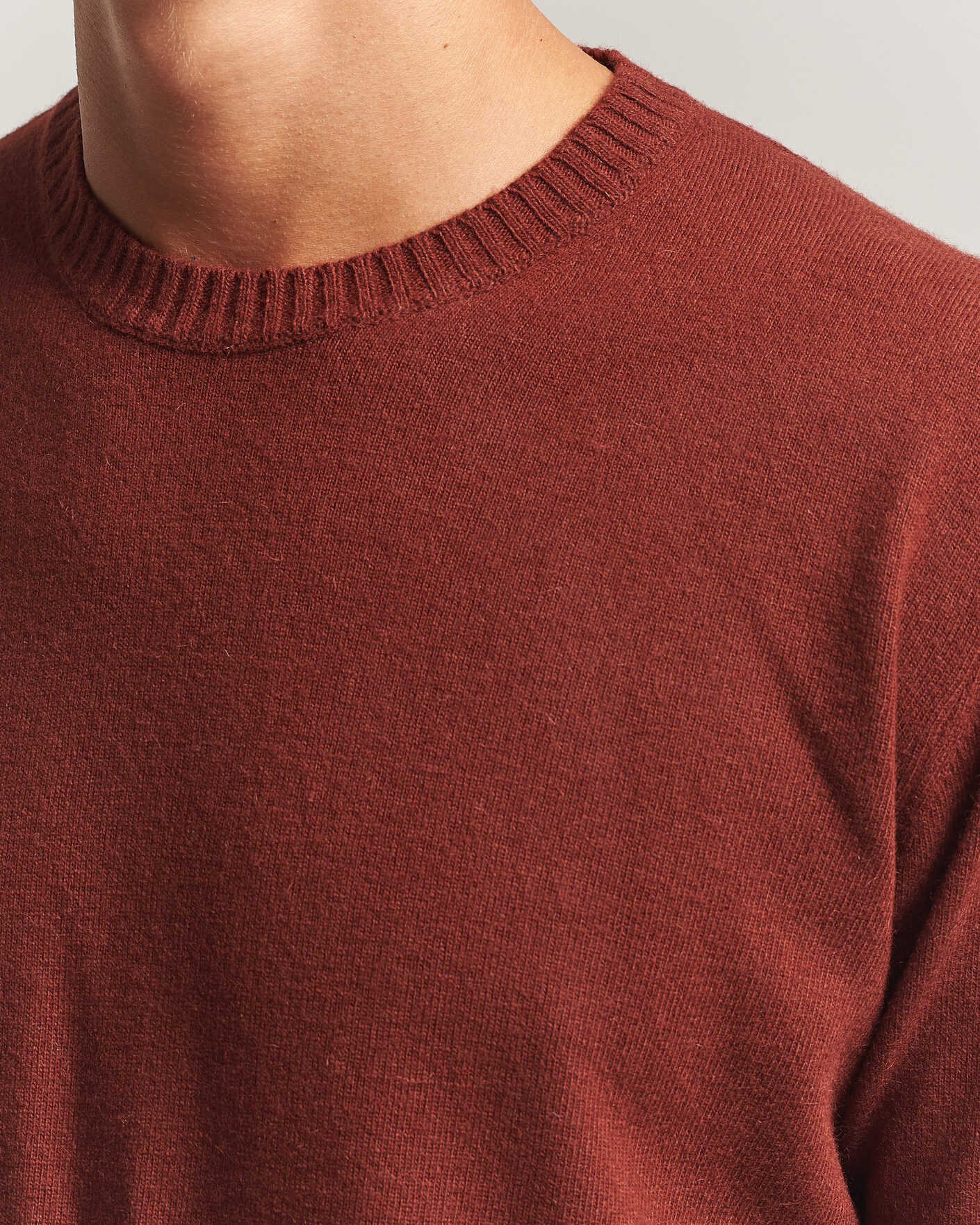 Hombres | Jerséis y prendas de punto | Oscar Jacobson | Valter Wool/Cashmere Round Neck Orange Rust