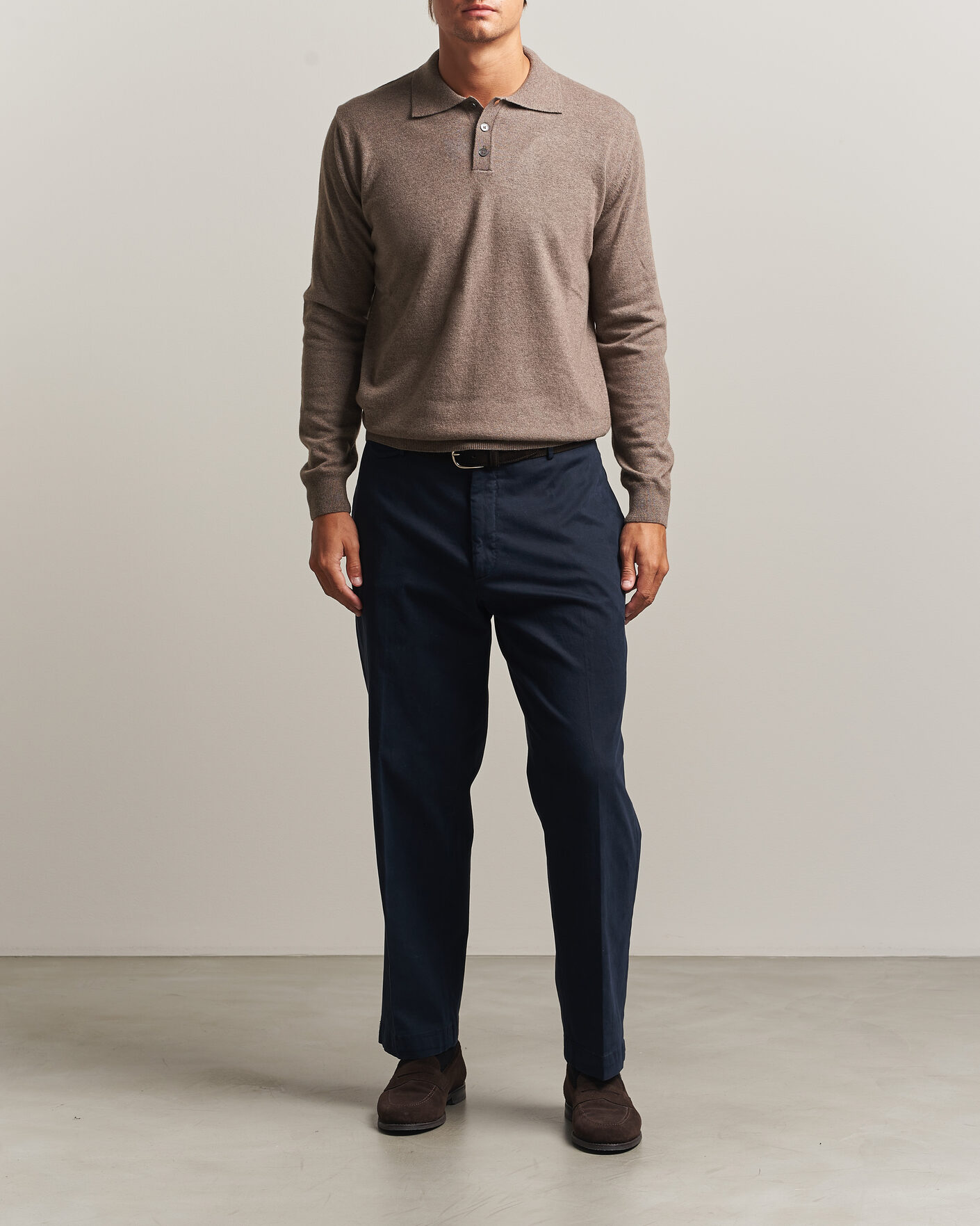 Hombres | Jerséis y prendas de punto | Oscar Jacobson | Pepe Wool/Cashmere Polo Light Brown
