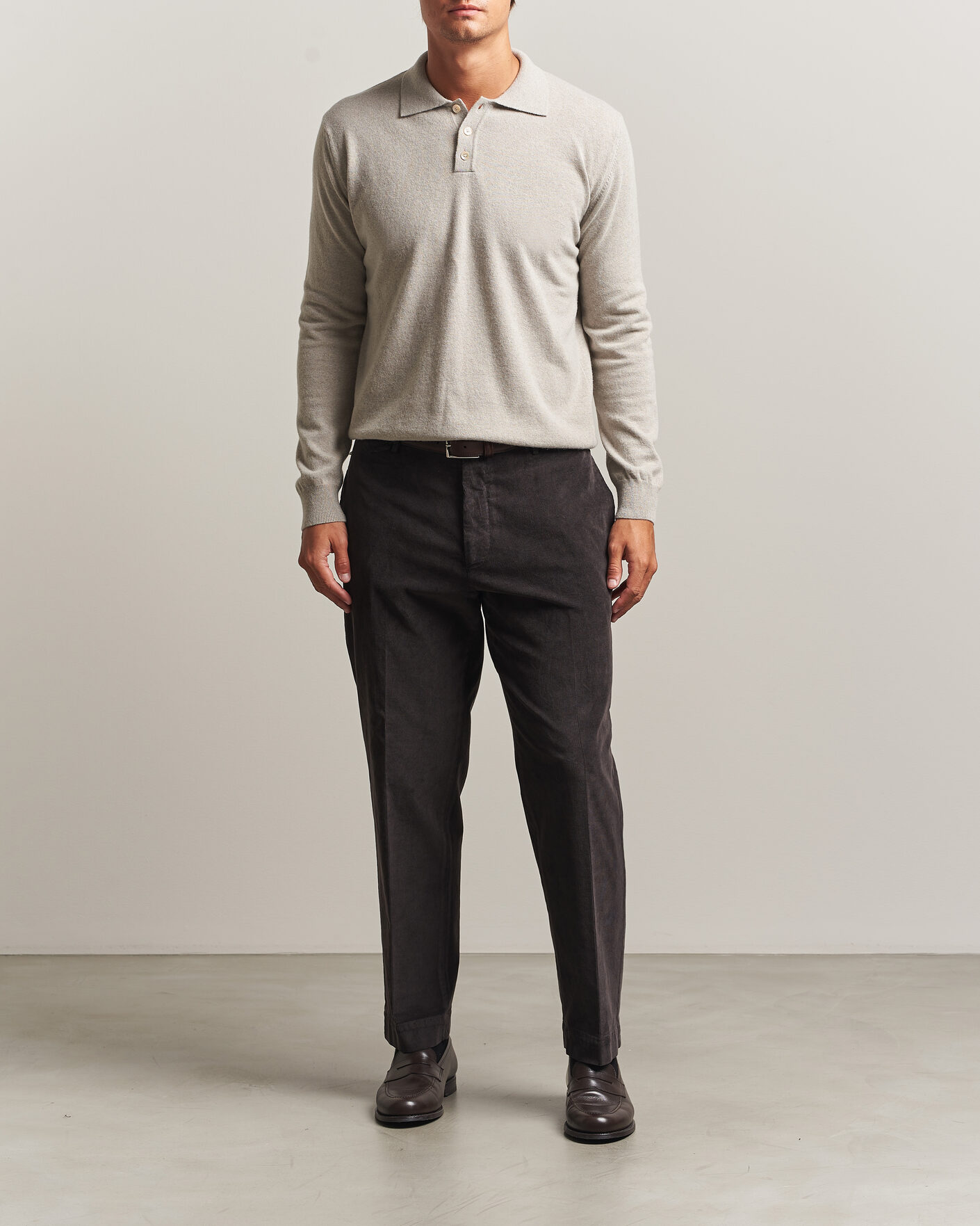 Hombres | Jerséis y prendas de punto | Oscar Jacobson | Pepe Wool/Cashmere Polo Light Beige