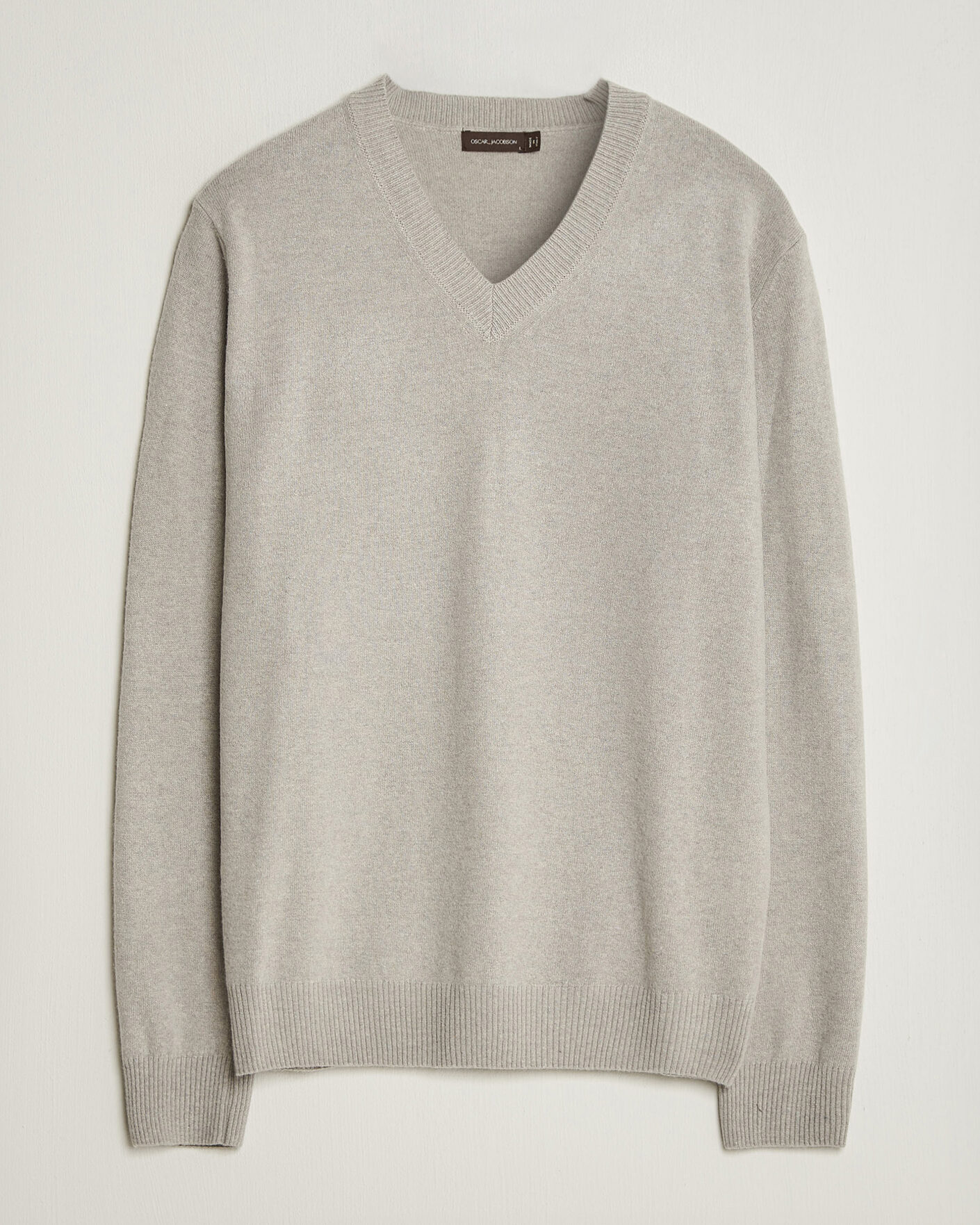 Hombres | Jerséis y prendas de punto | Oscar Jacobson | Gregor Wool/Cashmere V-Neck Light Beige