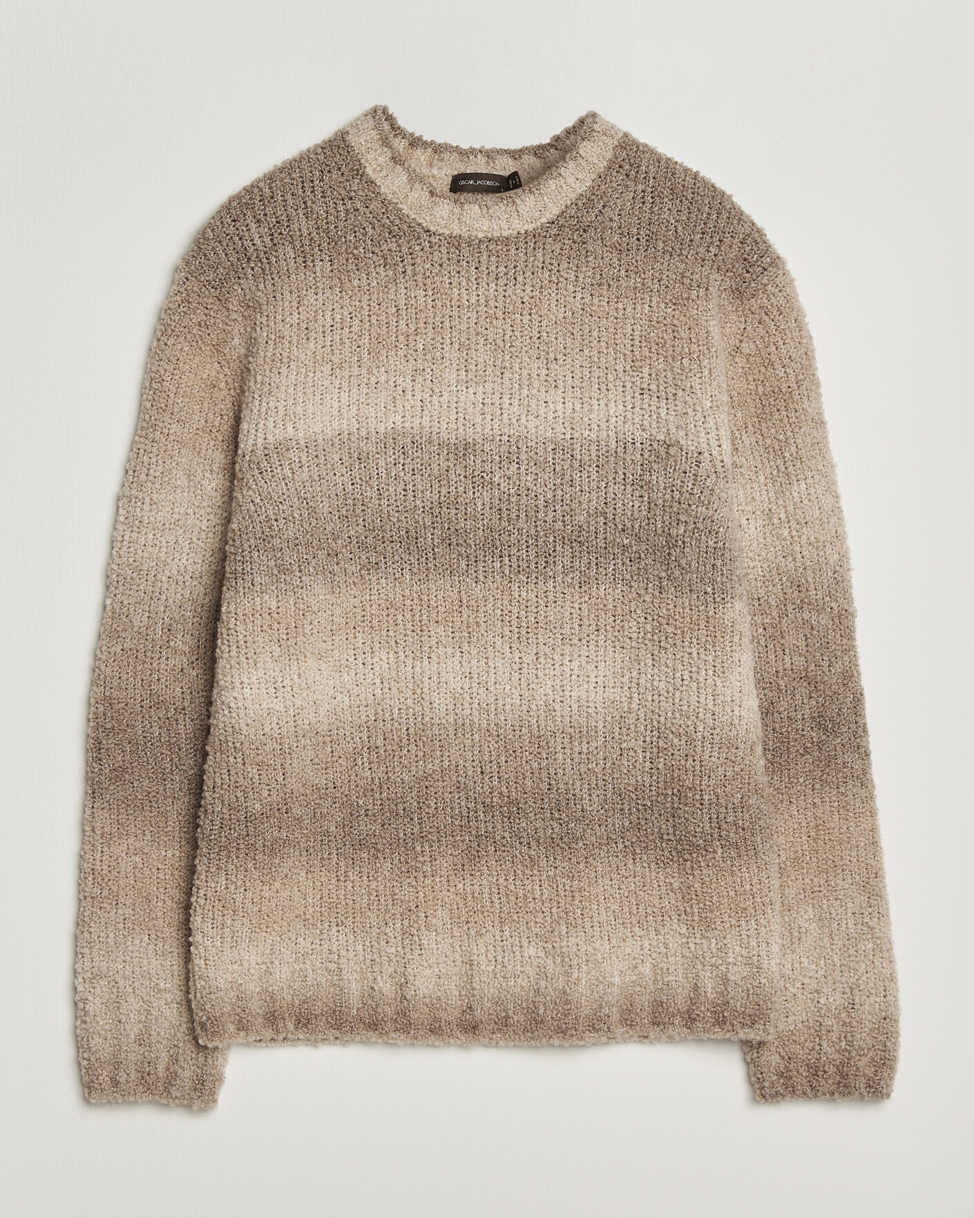 Hombres | Jerséis y prendas de punto | Oscar Jacobson | Ronnie Heavy Knitted Wool Crewneck Beige