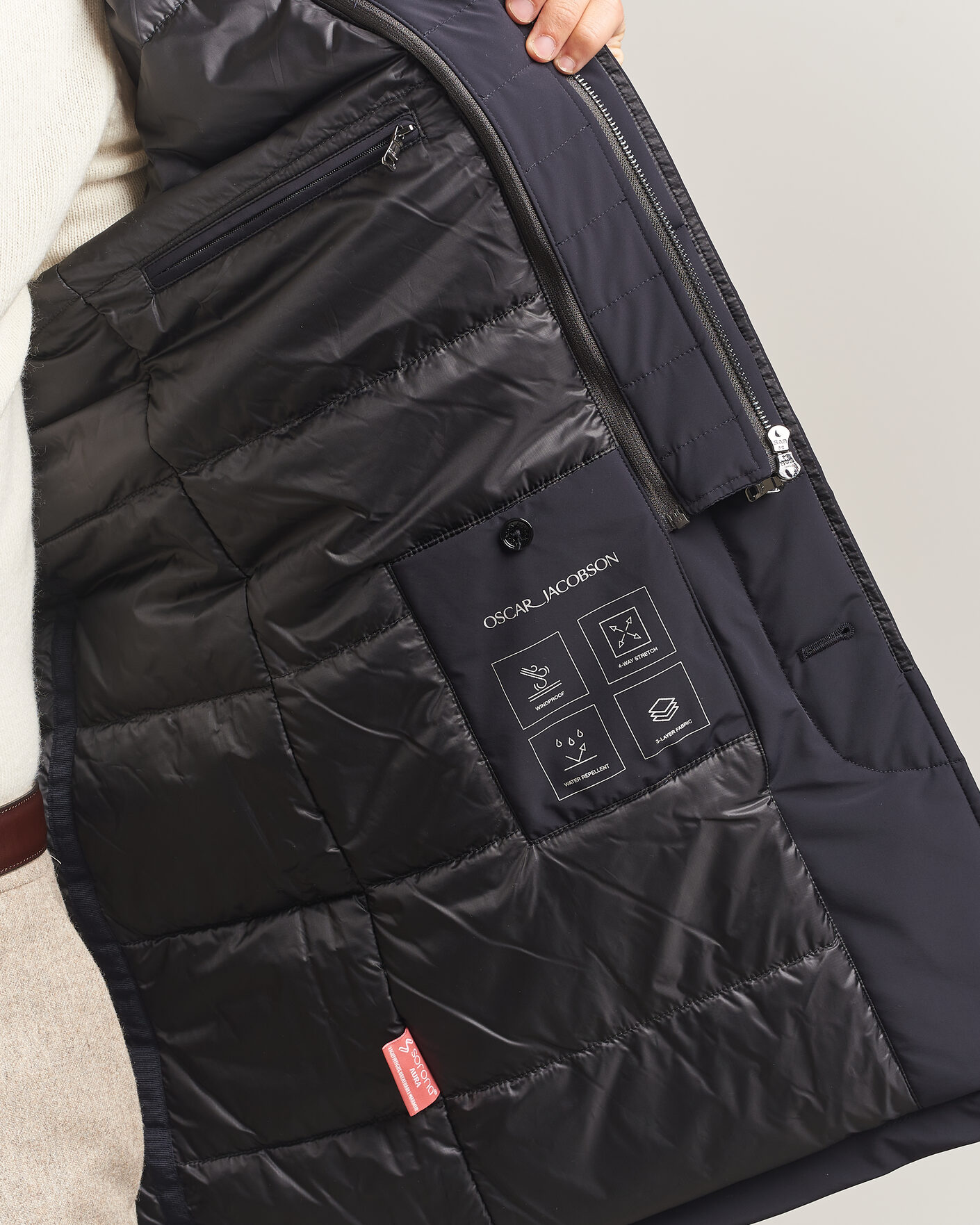 Hombres | Abrigos y chaquetas | Oscar Jacobson | Zipped Padded Car Coat Navy