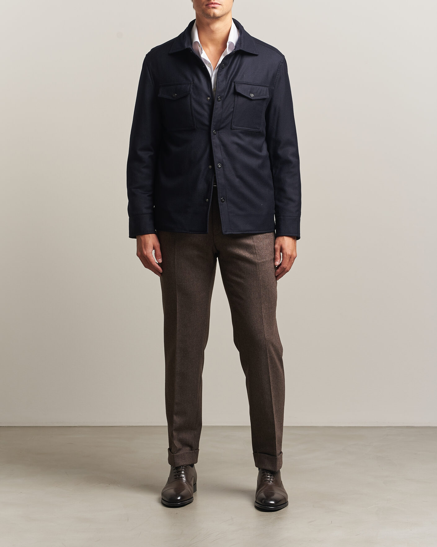Hombres | Abrigos y chaquetas | Oscar Jacobson | Nylon/Wool Padded Shirt Jacket Navy