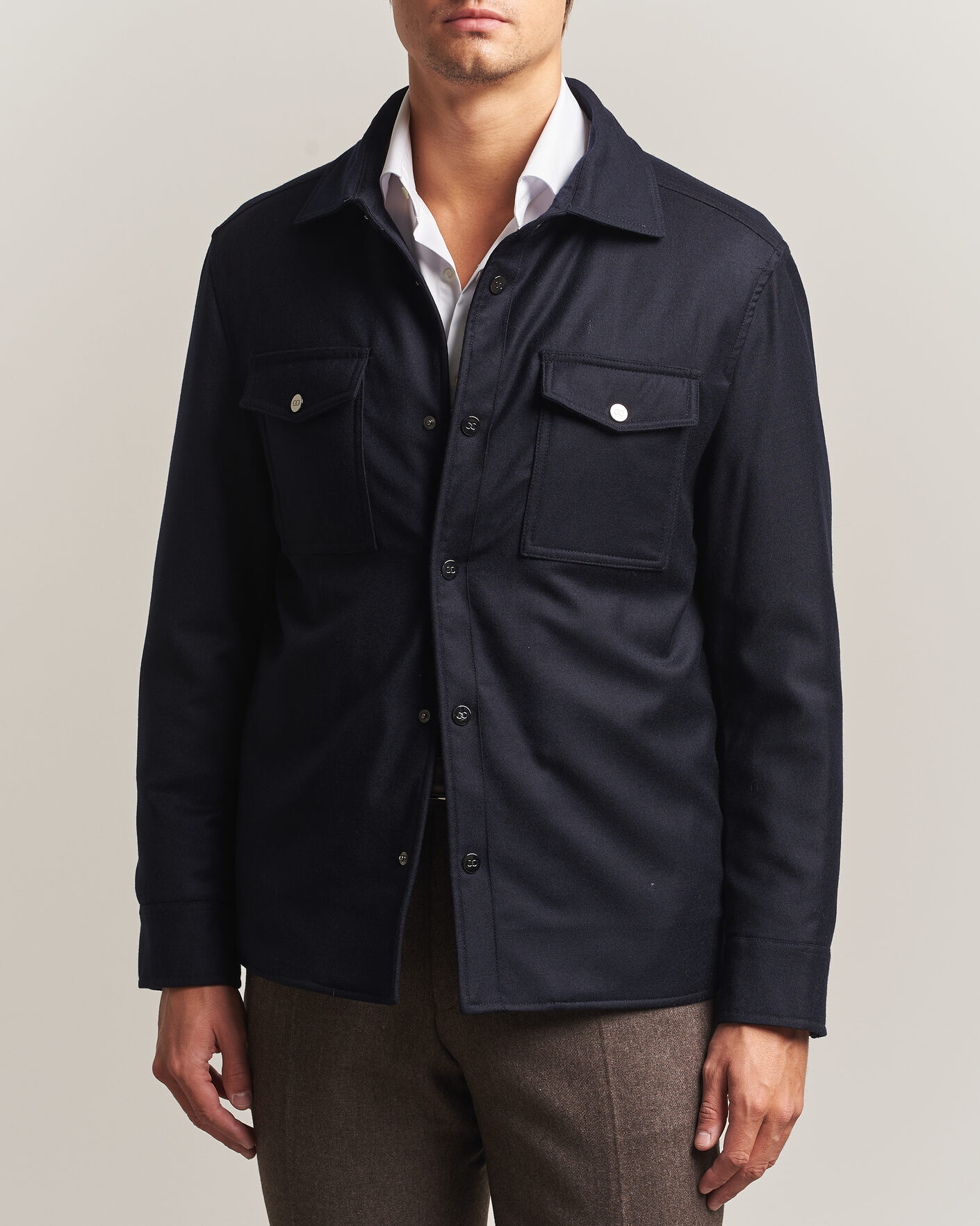 Hombres | Abrigos y chaquetas | Oscar Jacobson | Nylon/Wool Padded Shirt Jacket Navy