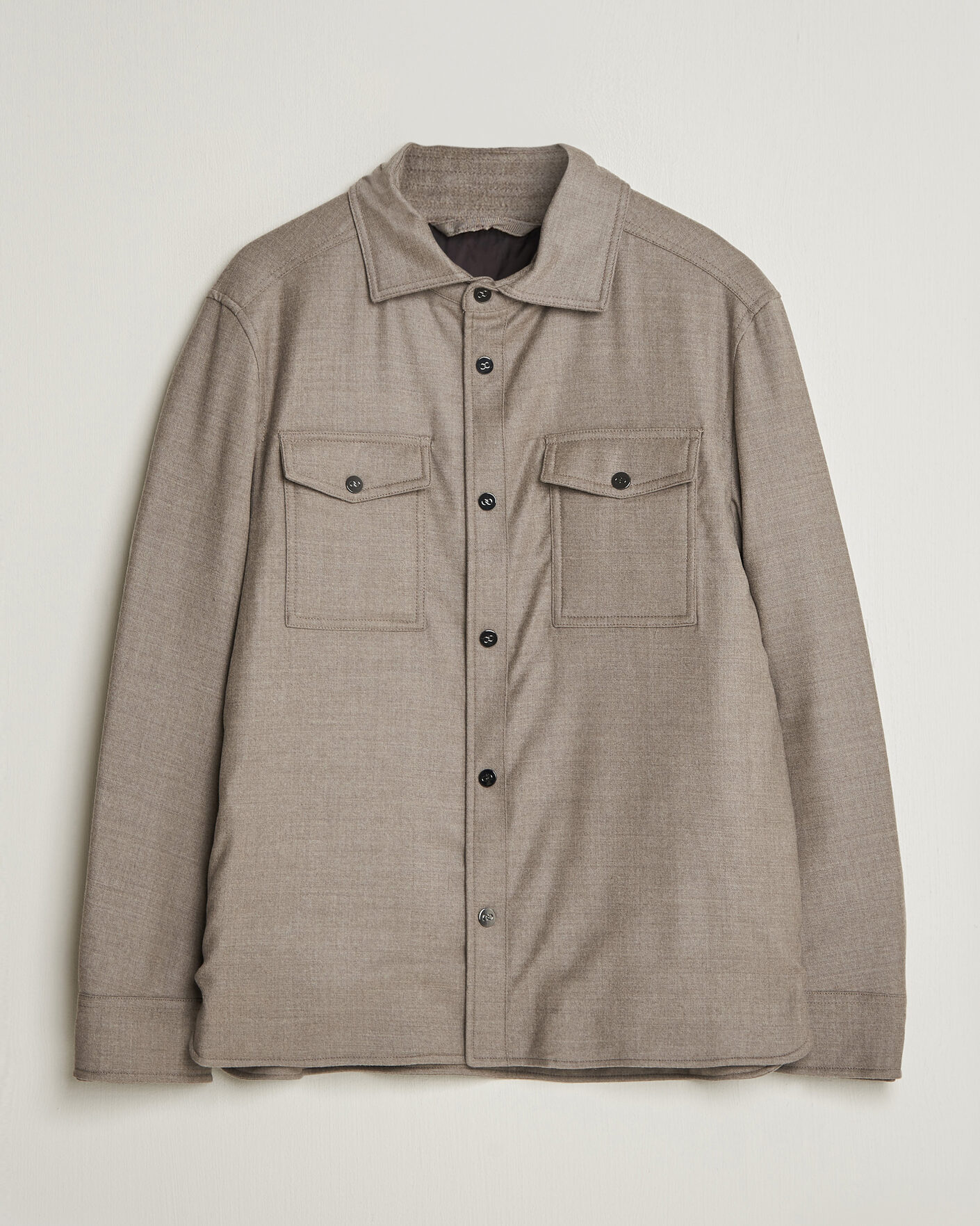 Hombres | Abrigos y chaquetas | Oscar Jacobson | Nylon/Wool Padded Shirt Jacket Taupe