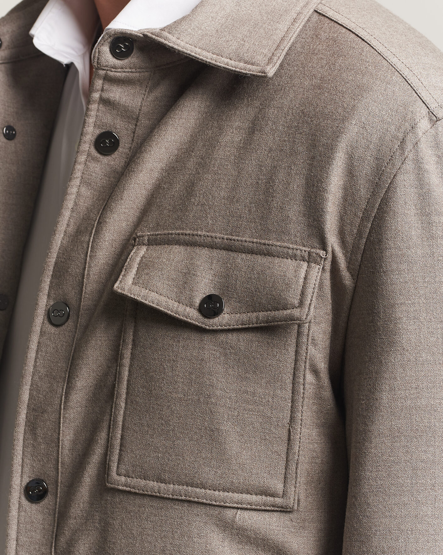 Hombres | Abrigos y chaquetas | Oscar Jacobson | Nylon/Wool Padded Shirt Jacket Taupe