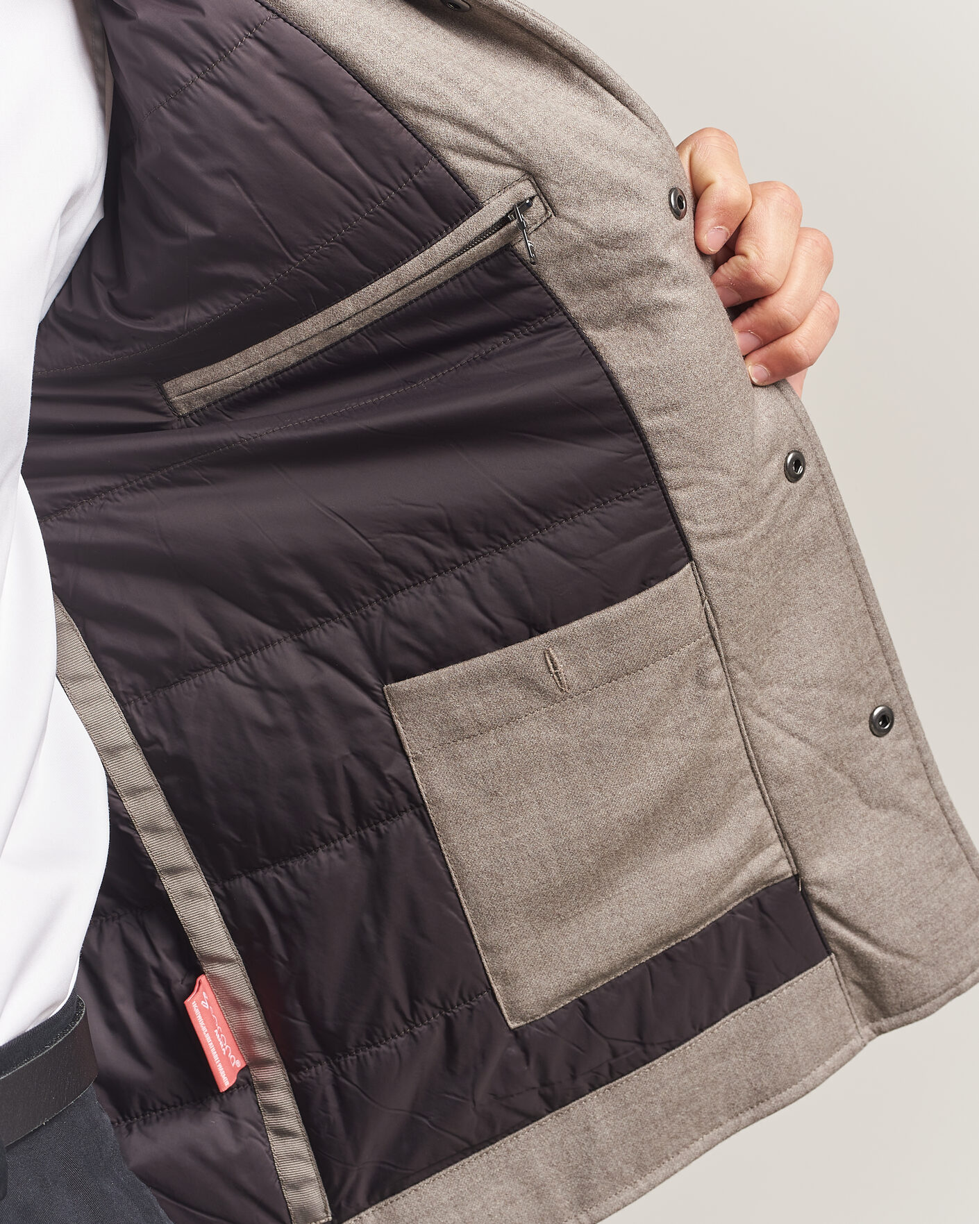 Hombres | Abrigos y chaquetas | Oscar Jacobson | Nylon/Wool Padded Shirt Jacket Taupe