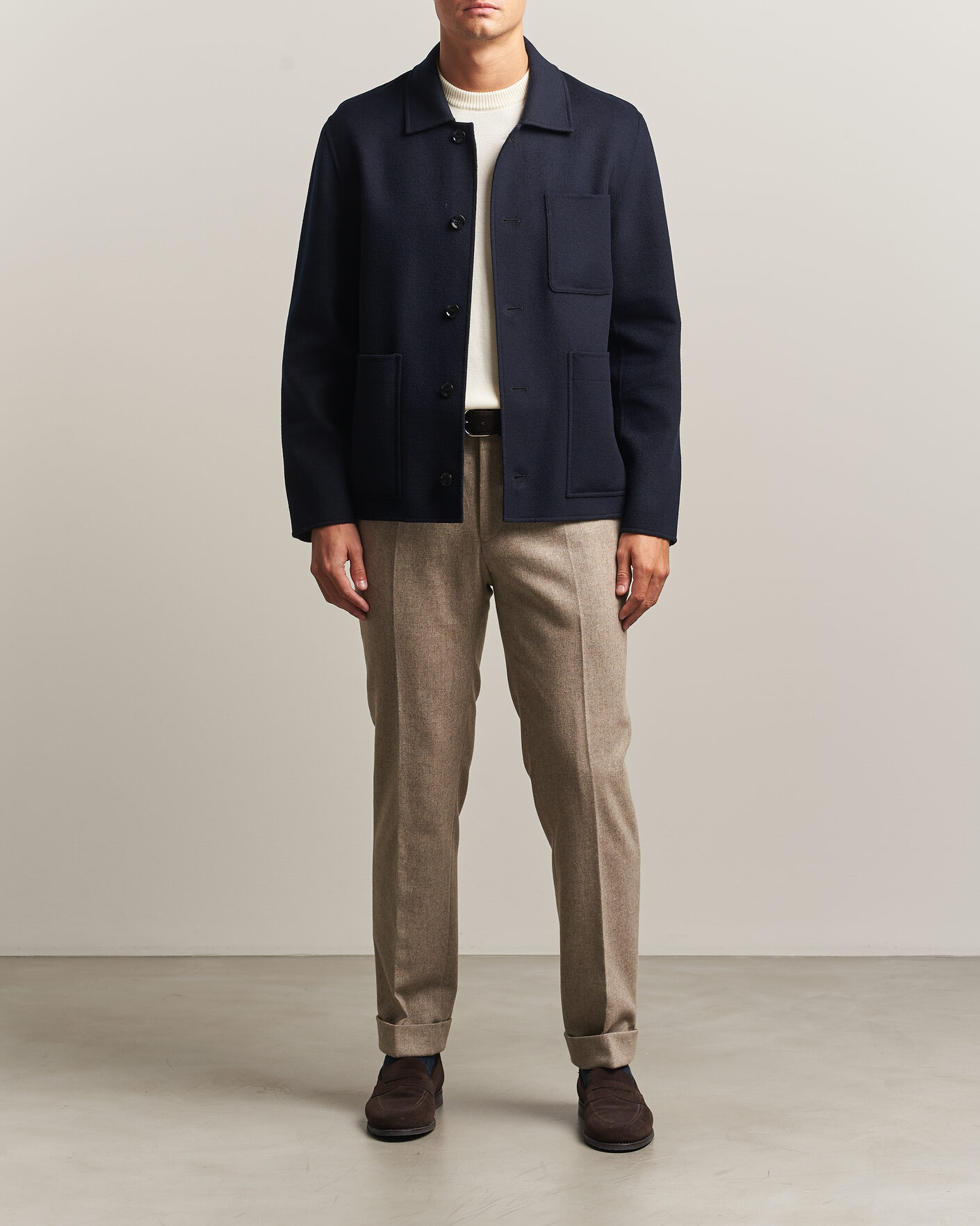Hombres | Abrigos y chaquetas | Oscar Jacobson | Doublé Wool Shirt Jacket Navy