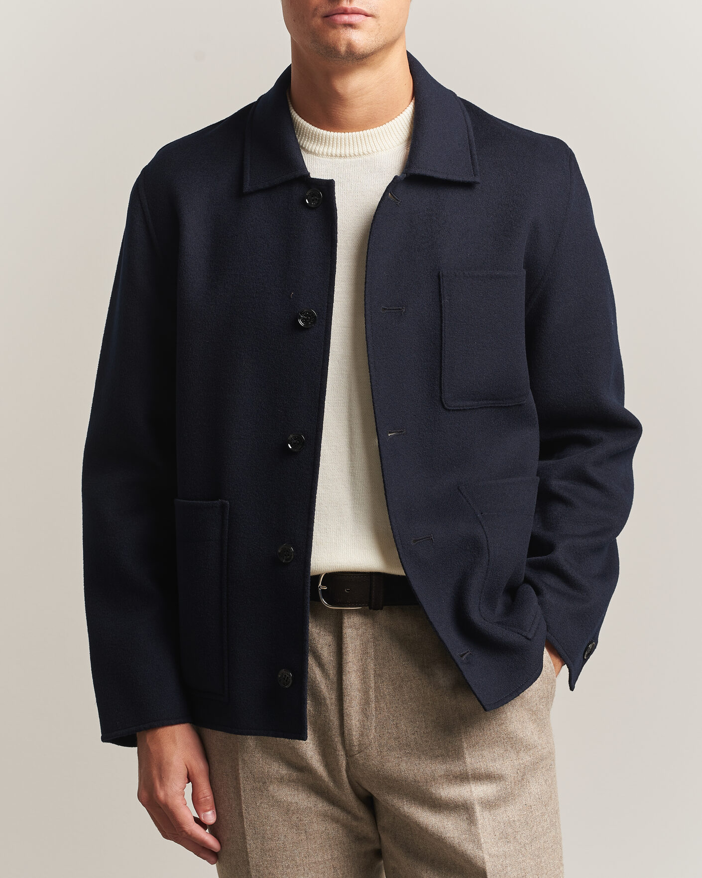 Hombres | Abrigos y chaquetas | Oscar Jacobson | Doublé Wool Shirt Jacket Navy