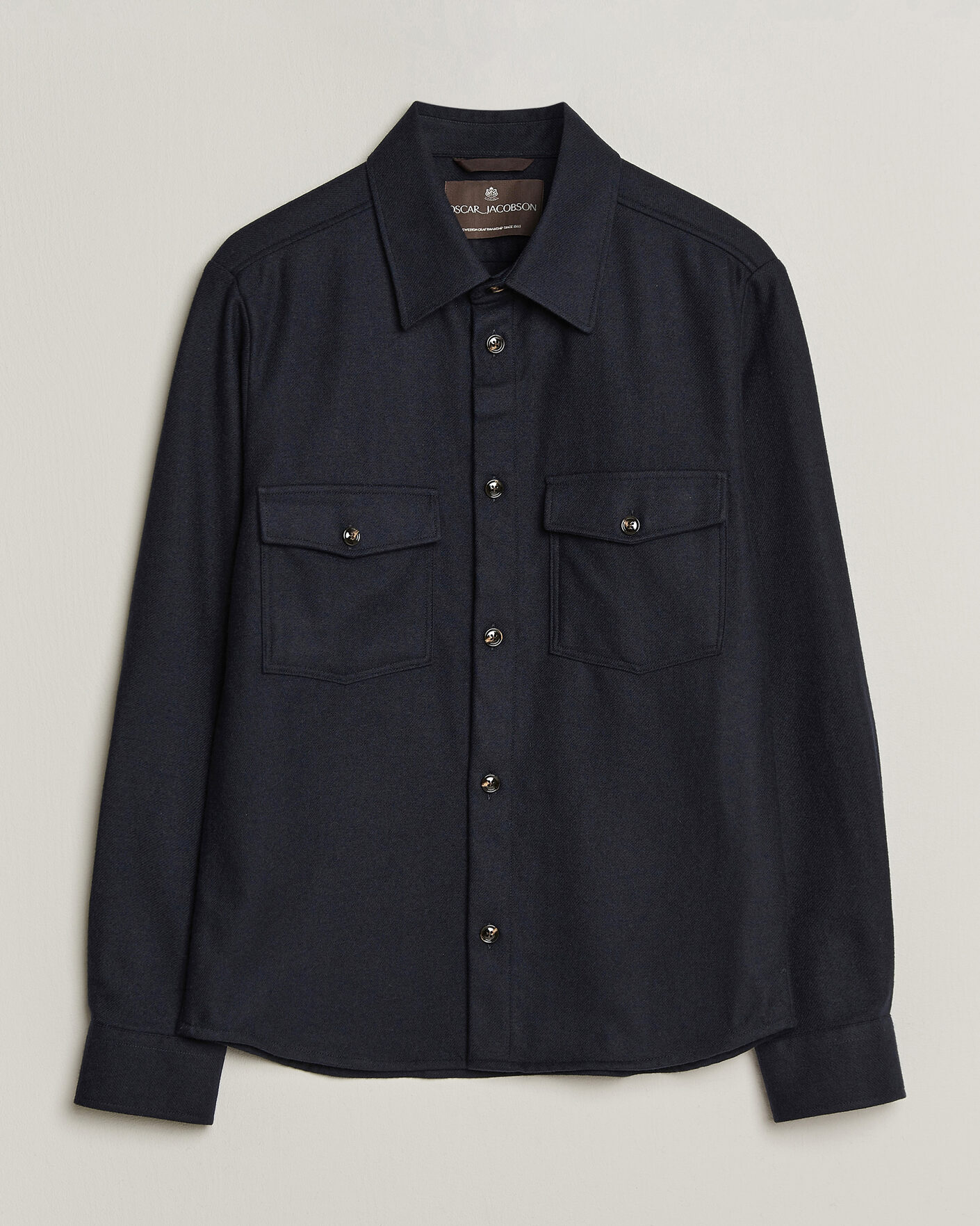 Hombres | Camisas | Oscar Jacobson | Magnus Wool Shirt Jacket Navy