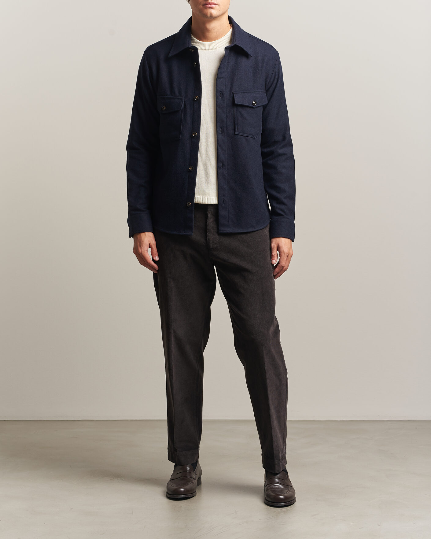 Hombres | Camisas | Oscar Jacobson | Magnus Wool Shirt Jacket Navy
