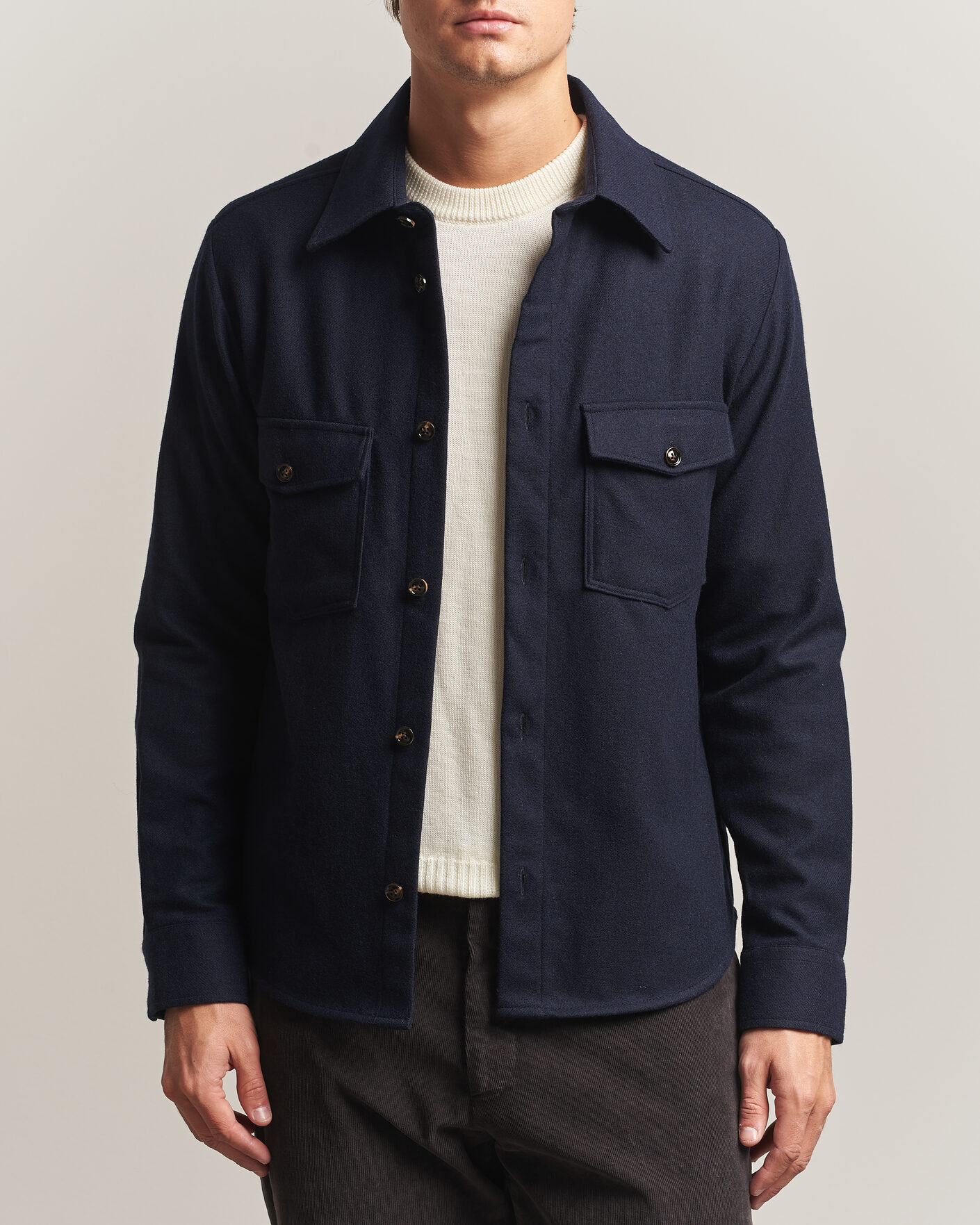 Hombres | Camisas | Oscar Jacobson | Magnus Wool Shirt Jacket Navy