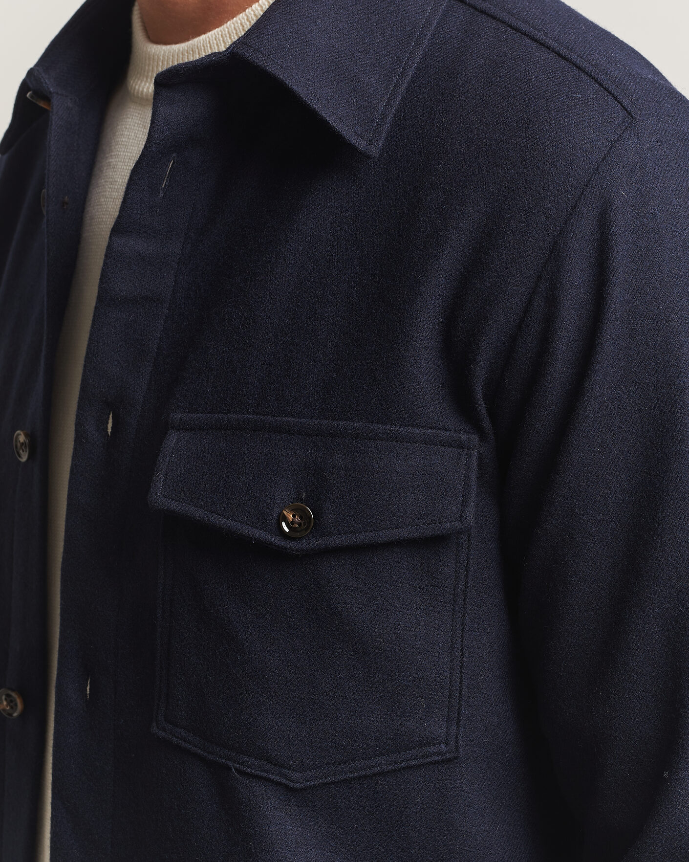 Hombres | Camisas | Oscar Jacobson | Magnus Wool Shirt Jacket Navy