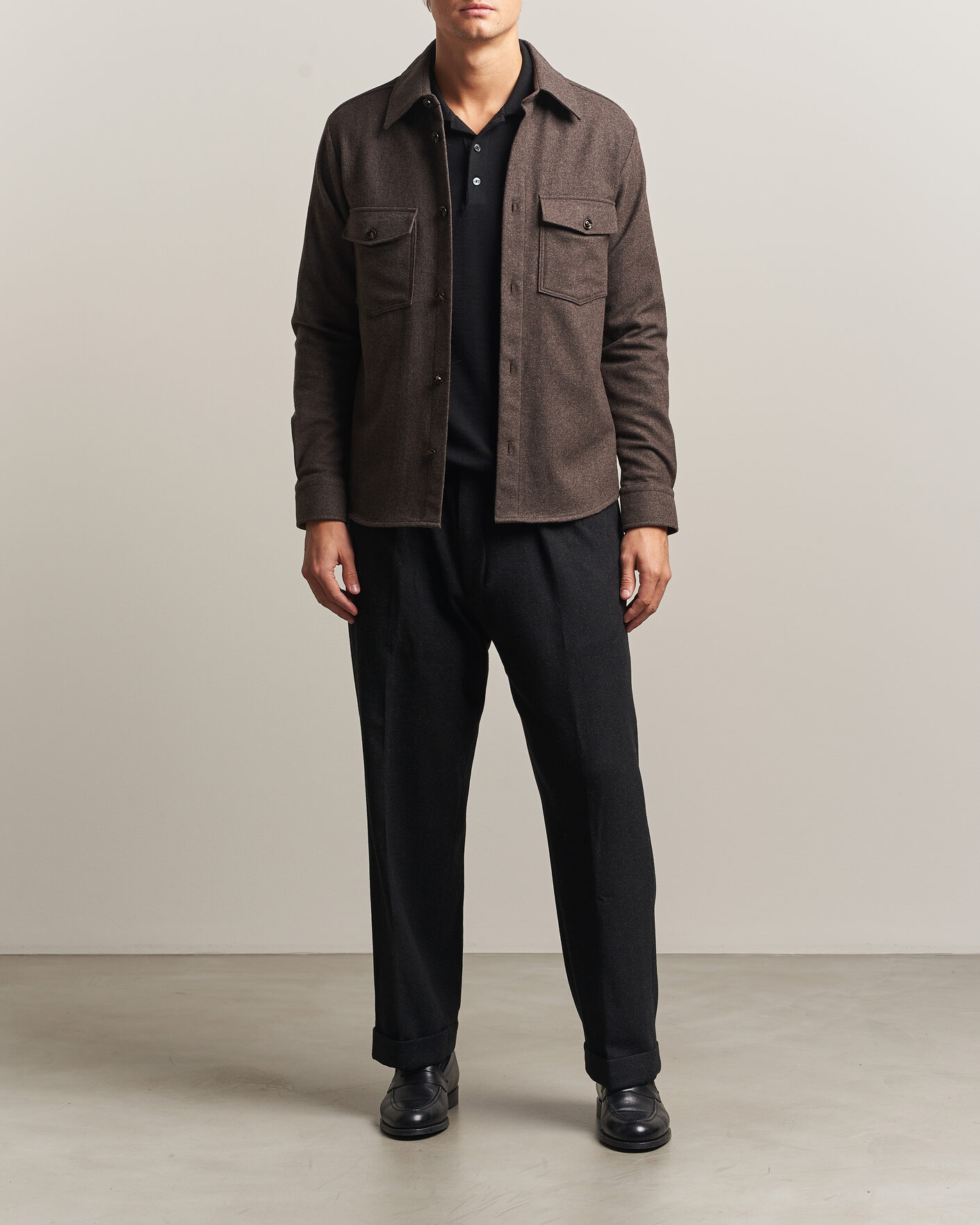 Hombres | Camisas | Oscar Jacobson | Magnus Wool Shirt Jacket Brown