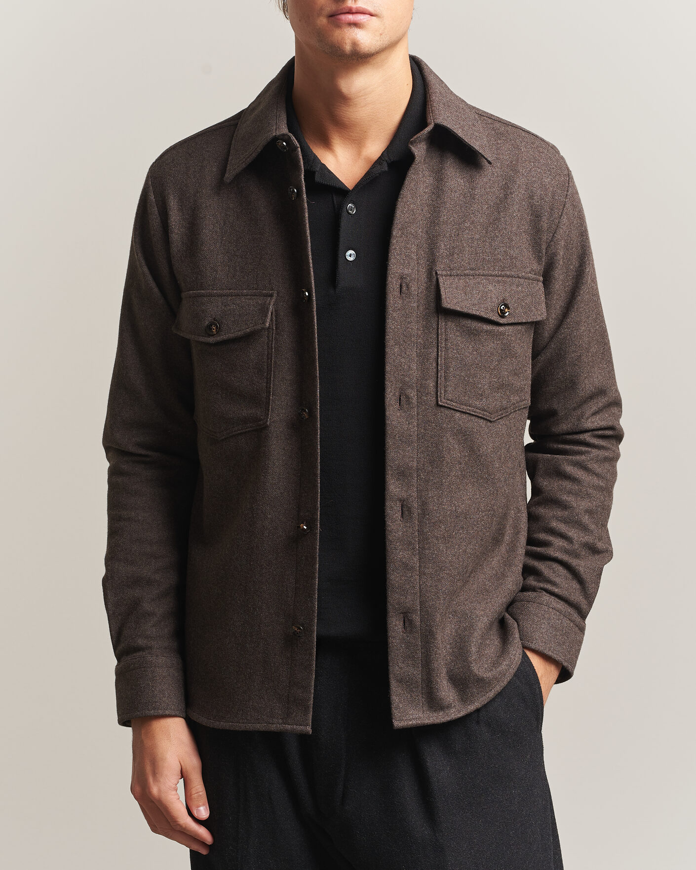 Hombres | Camisas | Oscar Jacobson | Magnus Wool Shirt Jacket Brown