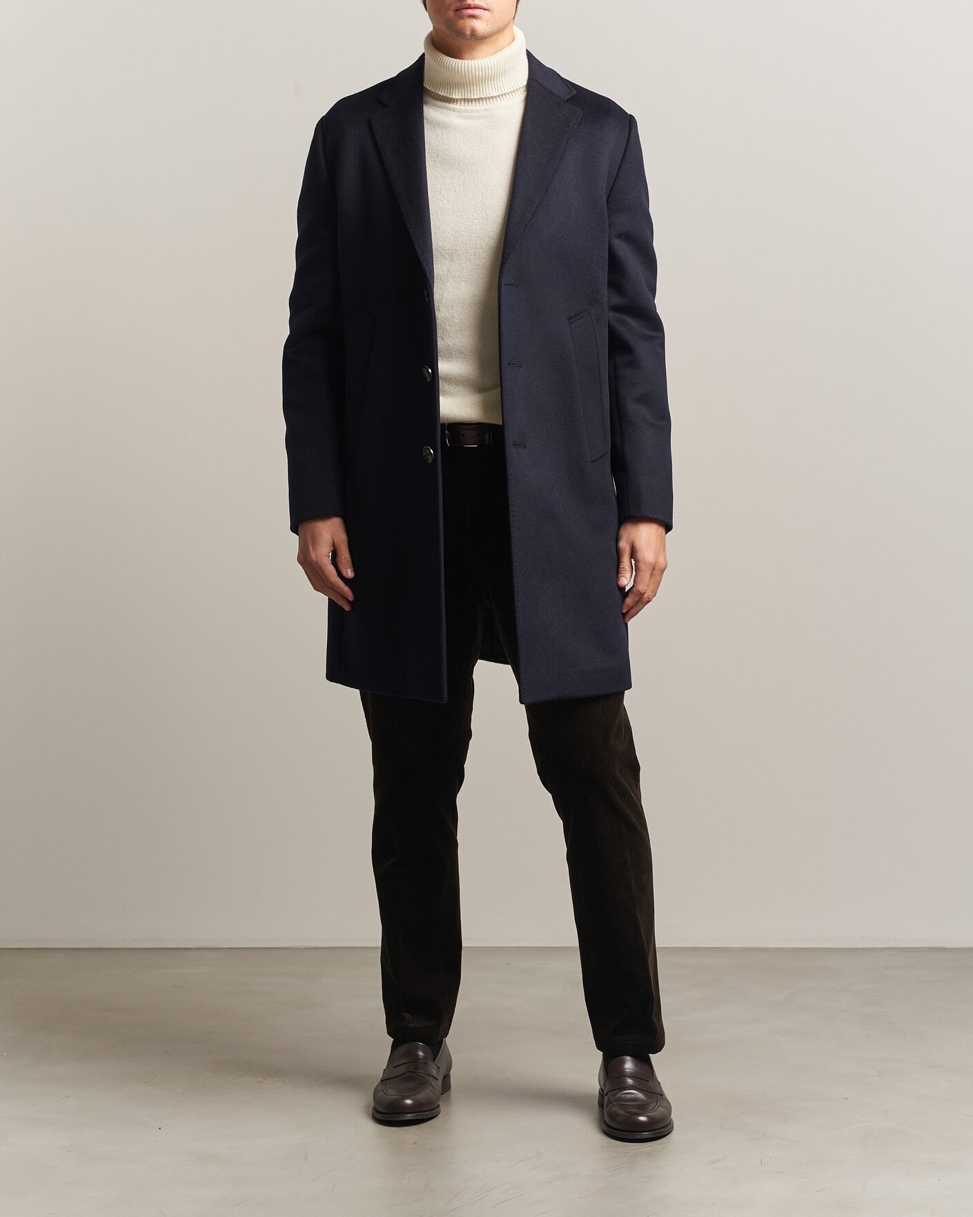 Hombres | Abrigos y chaquetas | Oscar Jacobson | Single Breasted Wool Coat Navy