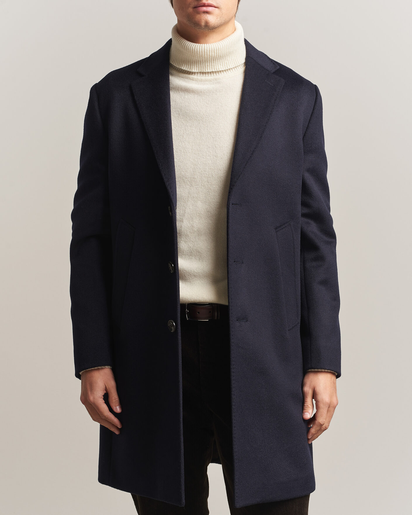 Hombres | Abrigos y chaquetas | Oscar Jacobson | Single Breasted Wool Coat Navy