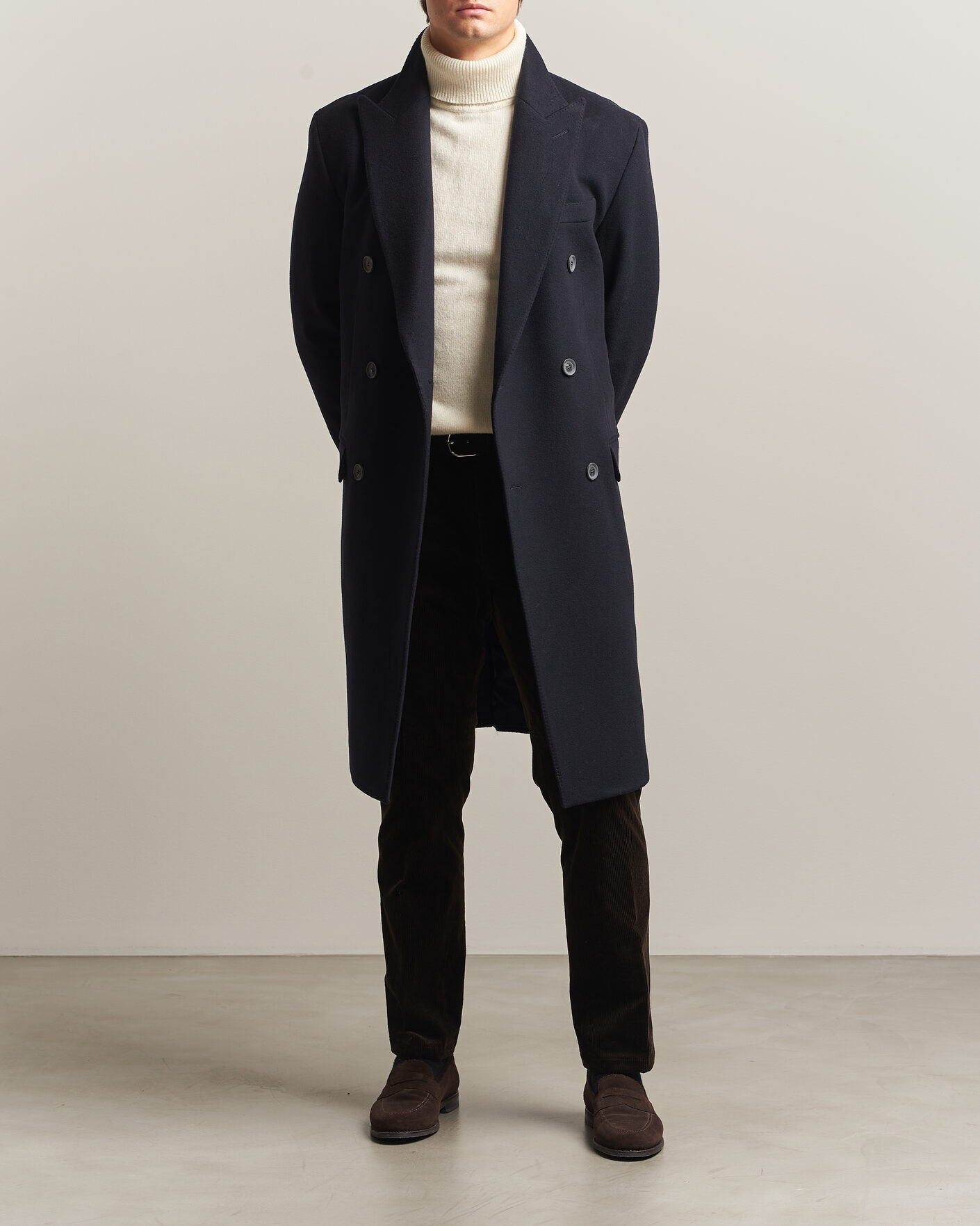 Hombres | Abrigos y chaquetas | Oscar Jacobson | Sicily Double Breasted Wool Coat Navy