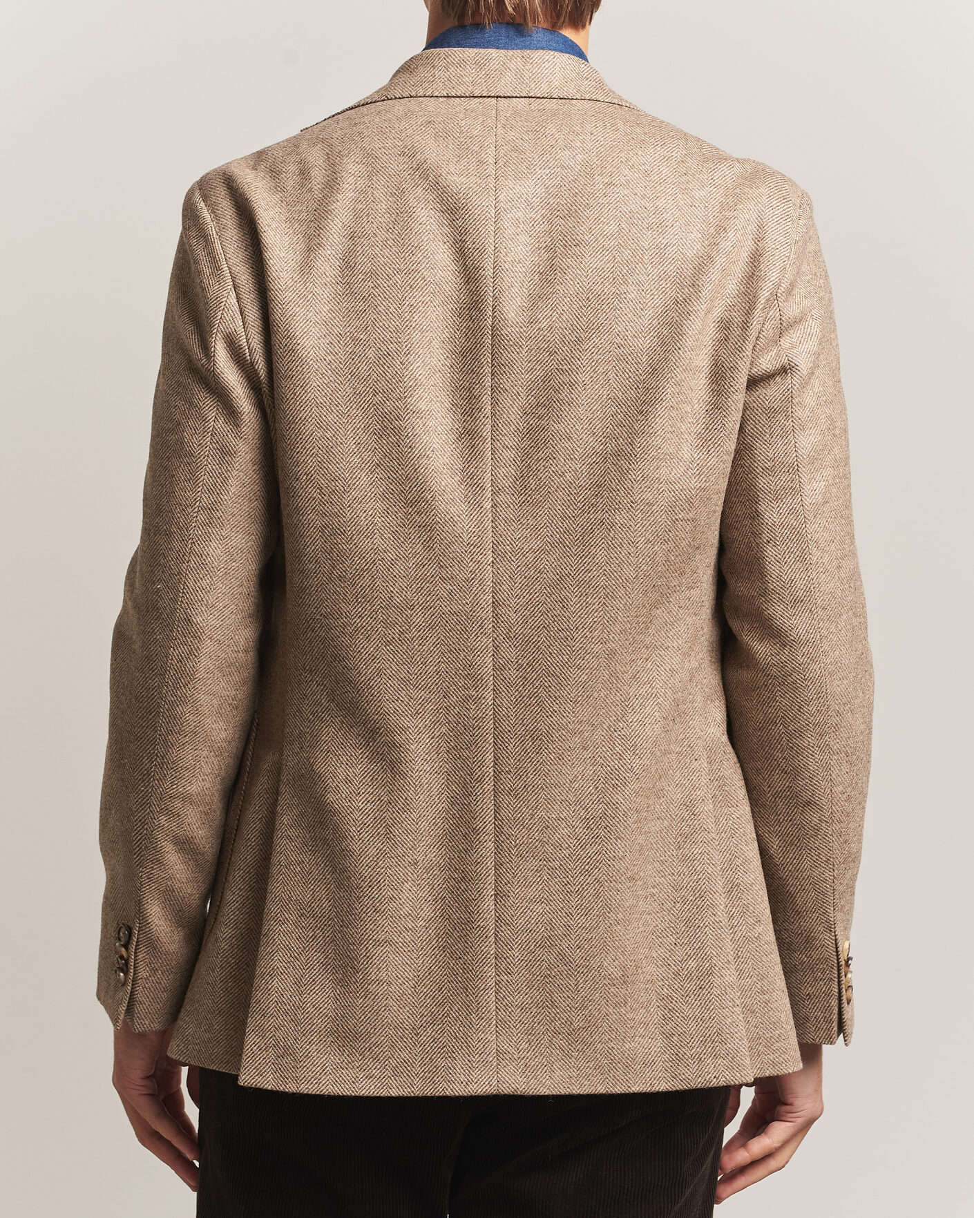 Hombres | Blazers | Oscar Jacobson | Fogerty Herringbone Wool Blazer Beige