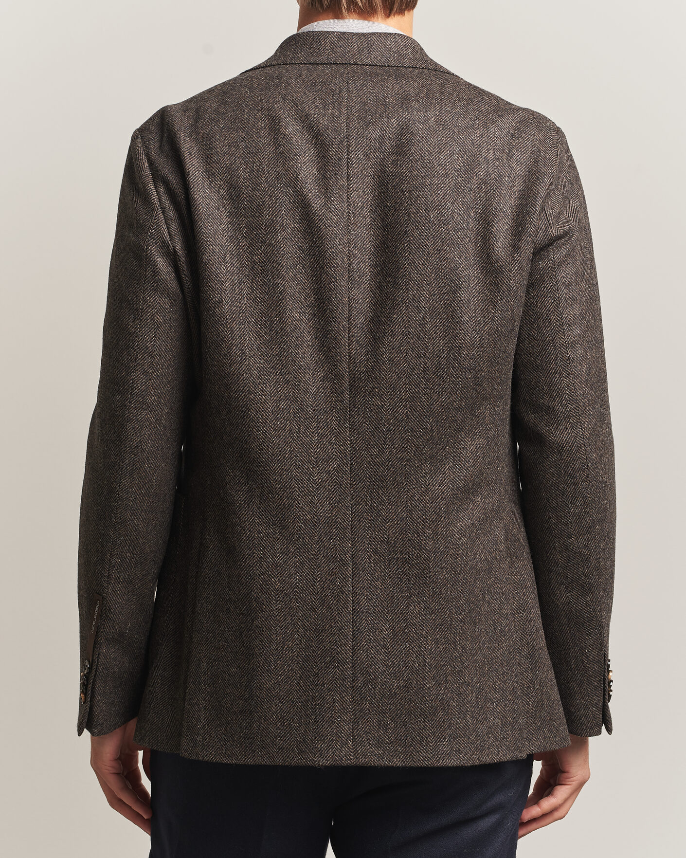 Hombres | Blazers | Oscar Jacobson | Fogerty Herringbone Wool Blazer Brown