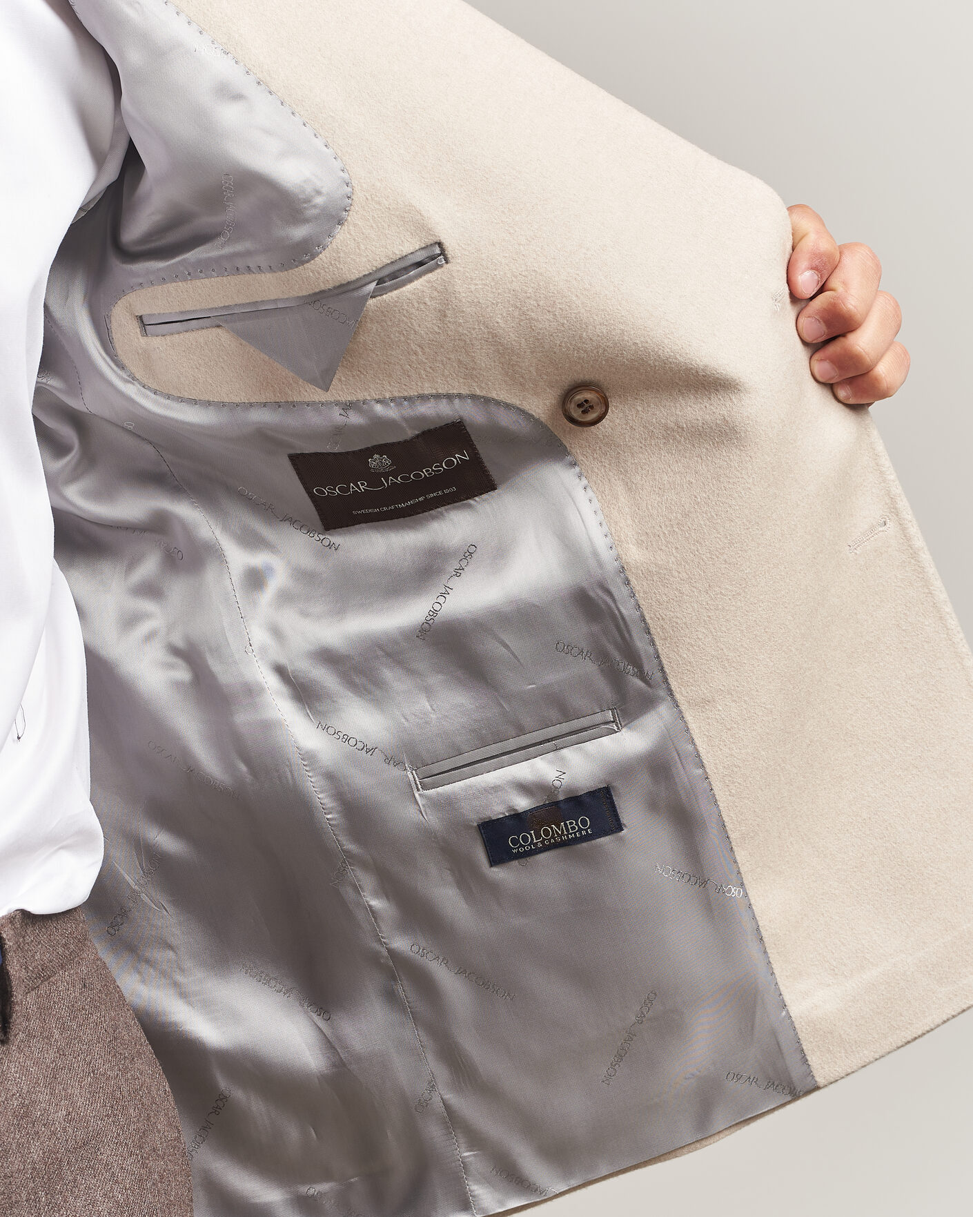 Hombres | Blazers | Oscar Jacobson | Richard Wool/Cashmere DB Blazer Creme