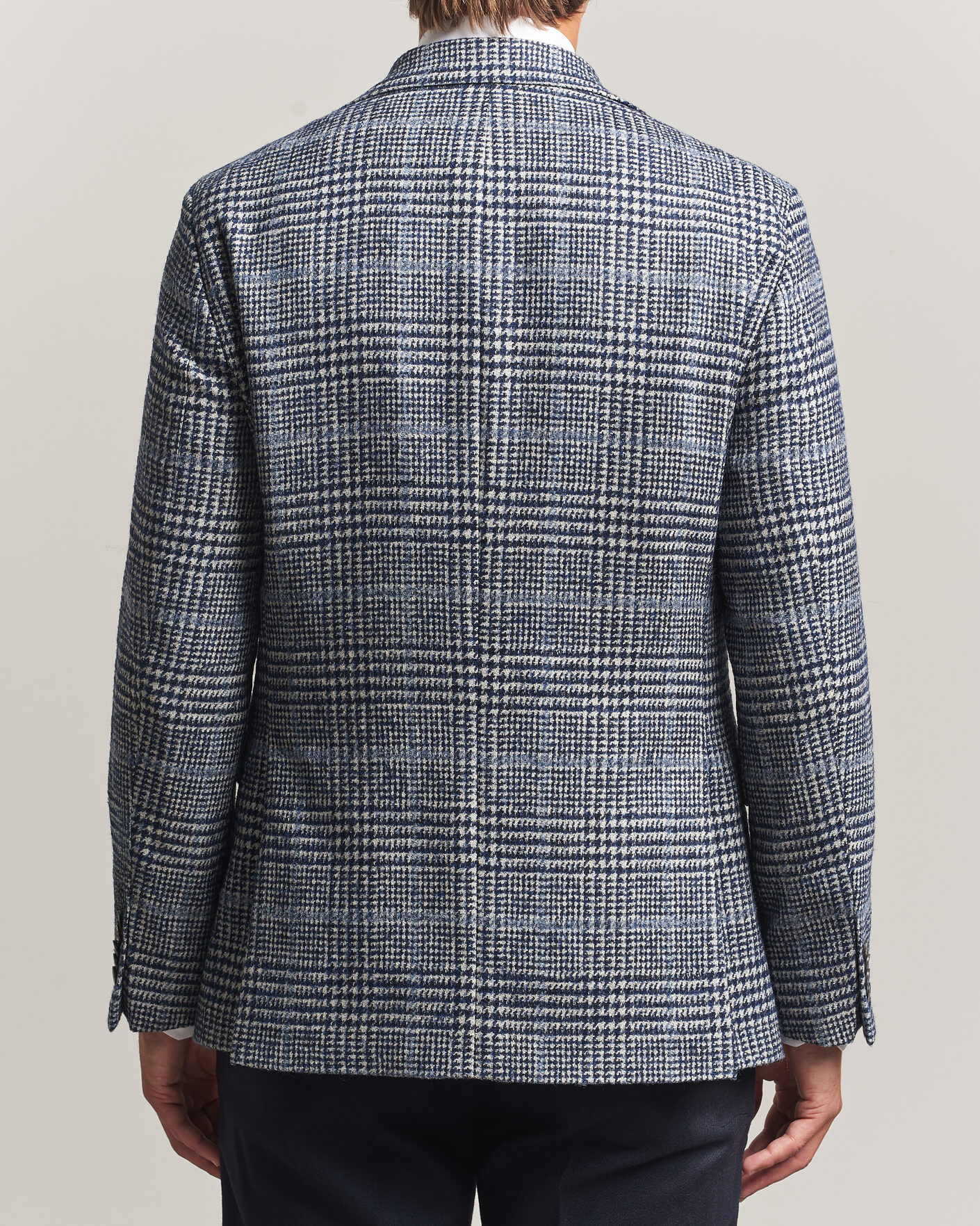 Hombres | Blazers | Oscar Jacobson | Fogerty Checked Wool/Alpaca Blazer Blue