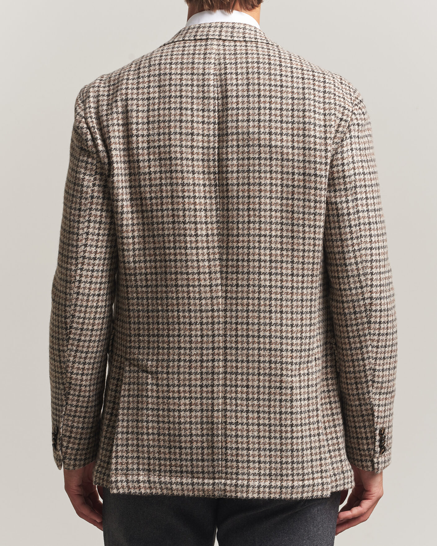 Hombres | Blazers | Oscar Jacobson | Fridolf Wool Houndstooth Patch Blazer Brown