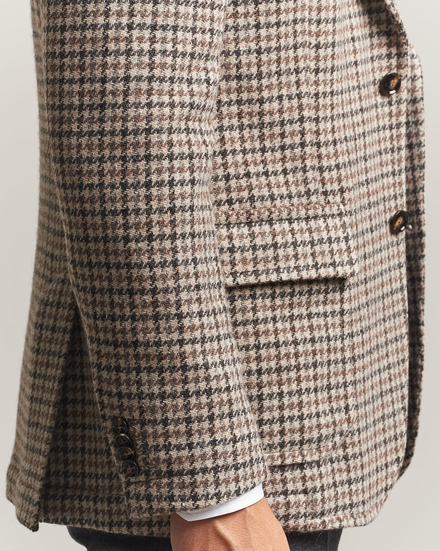 Hombres | Blazers | Oscar Jacobson | Fridolf Wool Houndstooth Patch Blazer Brown