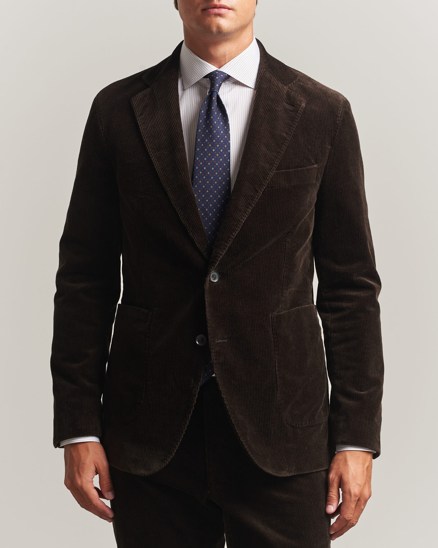 Hombres | Blazers | Oscar Jacobson | Fogerty Patch Pocket Cord Blazer Dark Brown