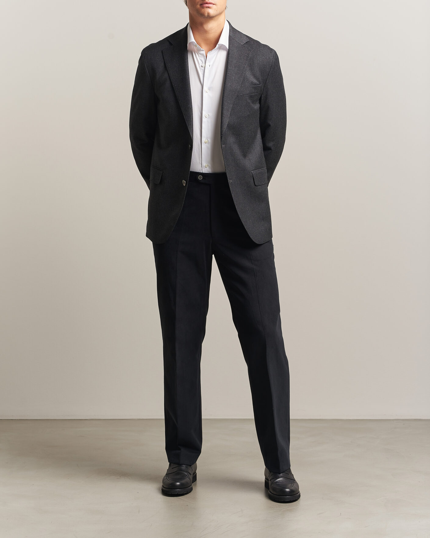 Hombres | Blazers | Oscar Jacobson | Fogerty Wool Flannel Blazer Charcoal