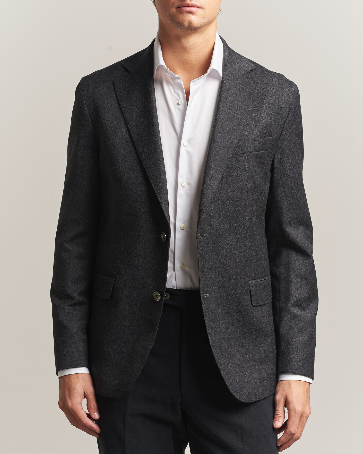 Hombres | Blazers | Oscar Jacobson | Fogerty Wool Flannel Blazer Charcoal
