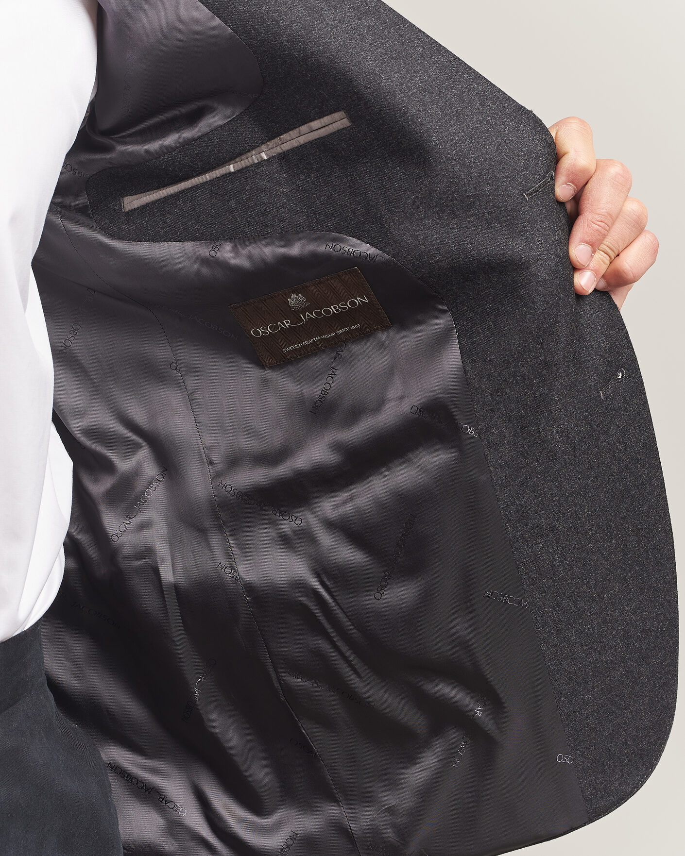 Hombres | Blazers | Oscar Jacobson | Fogerty Wool Flannel Blazer Charcoal