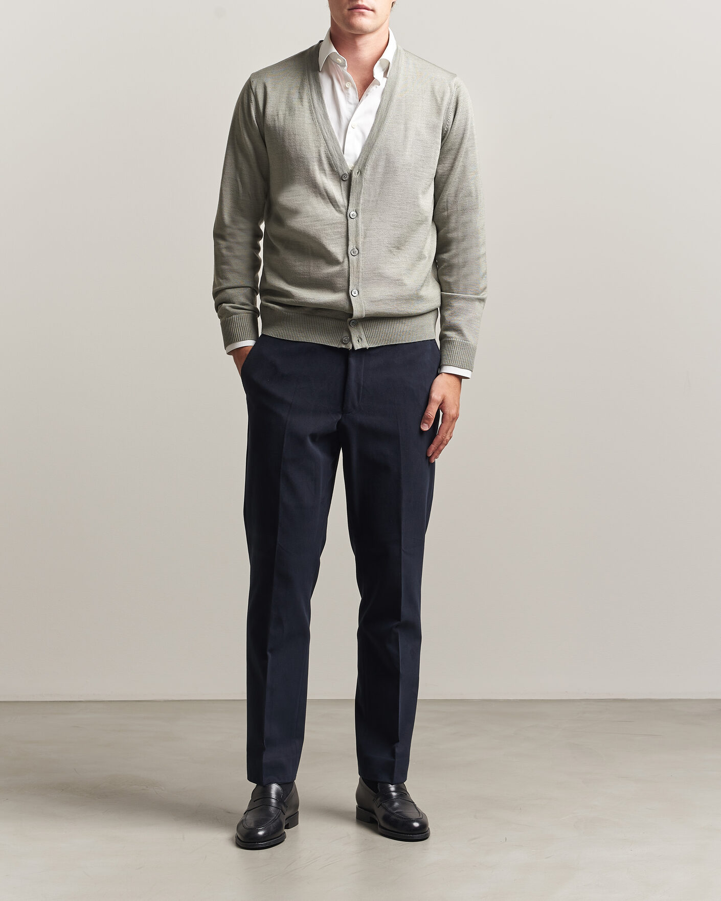 Hombres | Pantalones | Oscar Jacobson | Dandy Brushed Cotton Trousers Blue