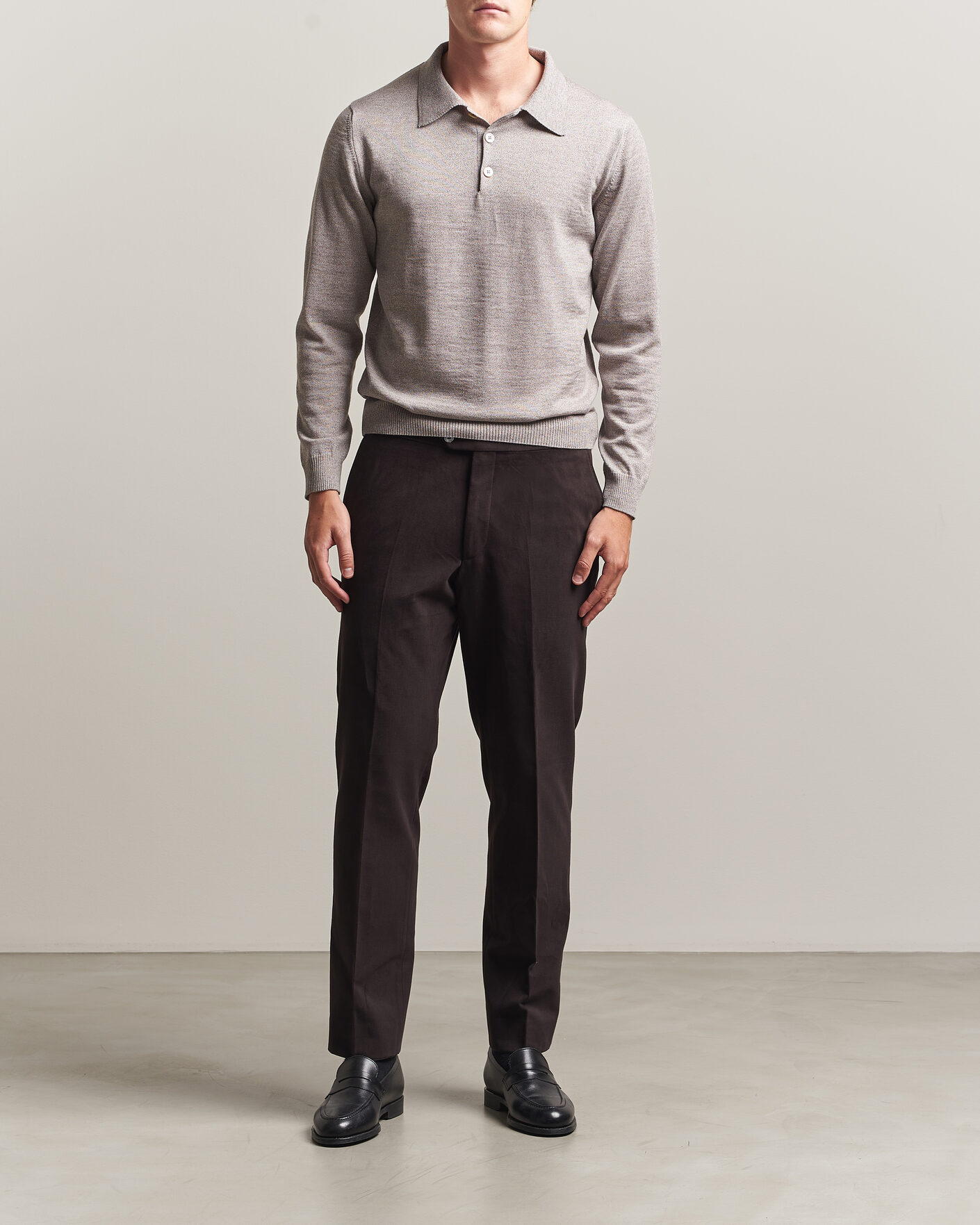 Hombres | Pantalones | Oscar Jacobson | Dandy Brushed Cotton Trousers Brown