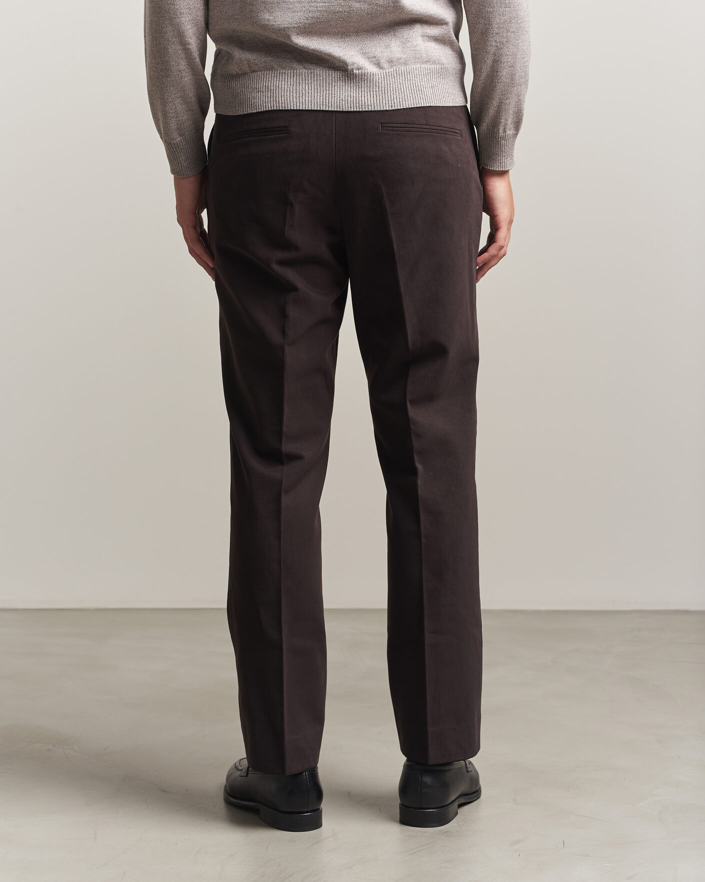 Hombres | Pantalones | Oscar Jacobson | Dandy Brushed Cotton Trousers Brown