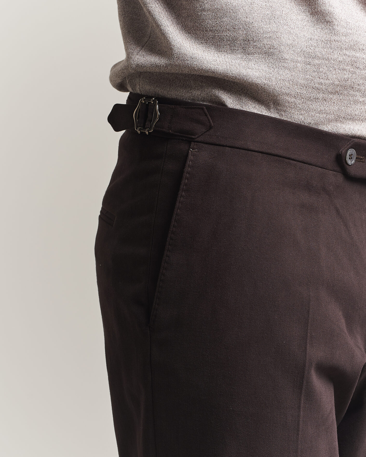 Hombres | Pantalones | Oscar Jacobson | Dandy Brushed Cotton Trousers Brown