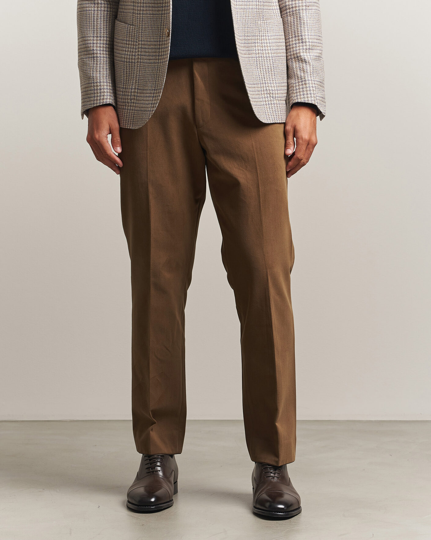 Hombres | Pantalones | Oscar Jacobson | Dandy Brushed Cotton Trousers Camel