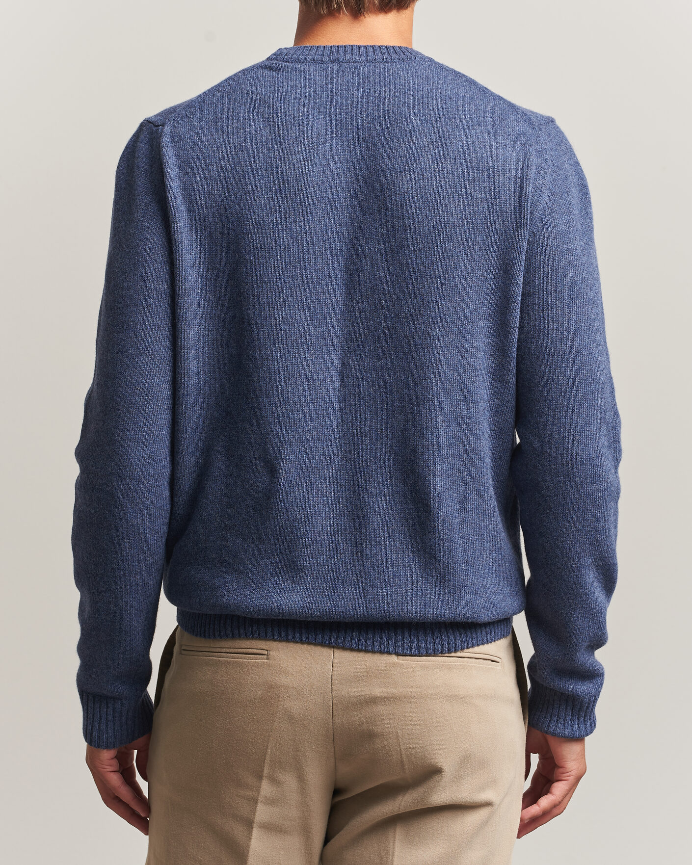 Hombres | Jerséis y prendas de punto | Stenströms | Brushed Merino Crew Neck Blue